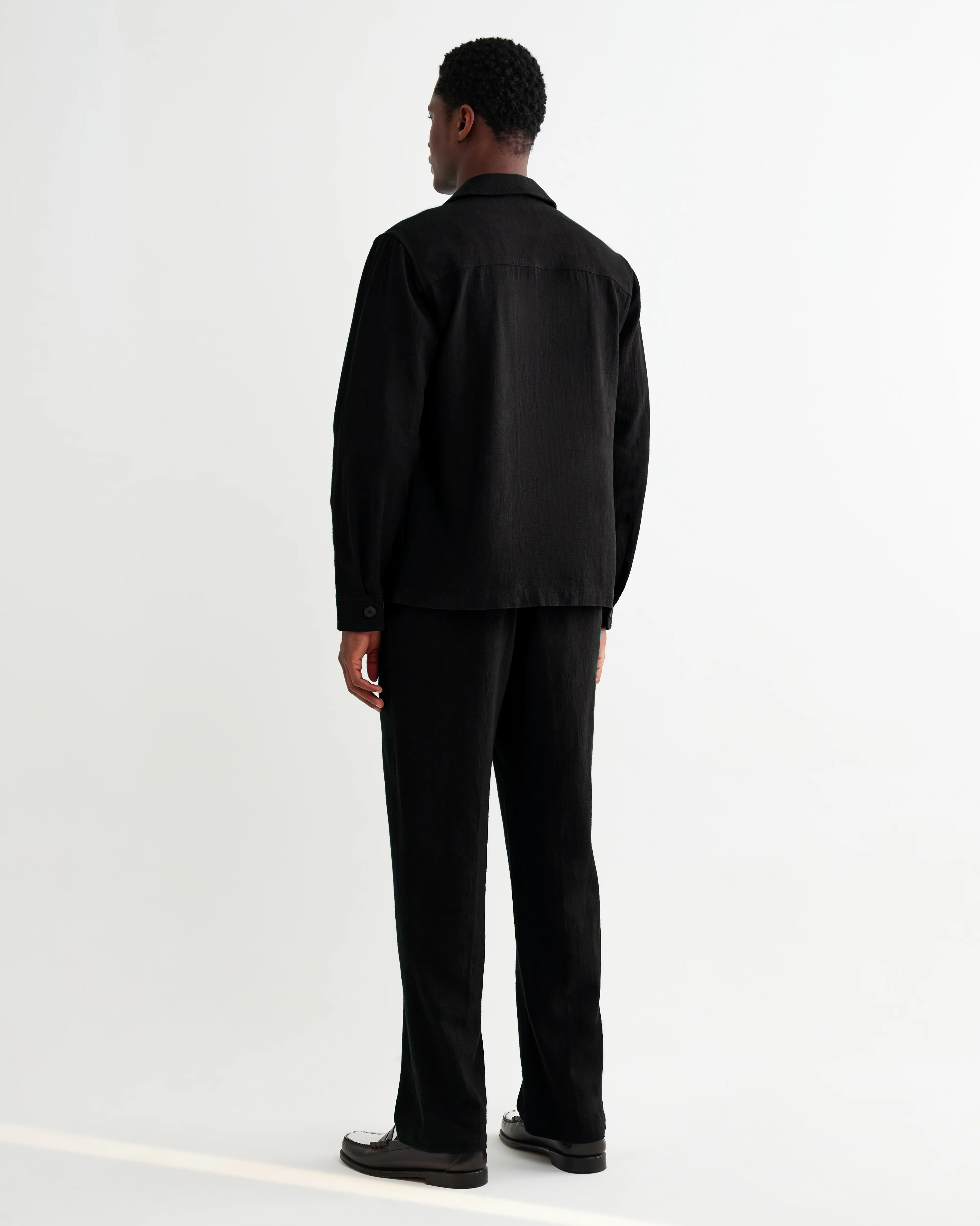 Aldred - Black Linen-Cotton Revere Overshirt - Image 6