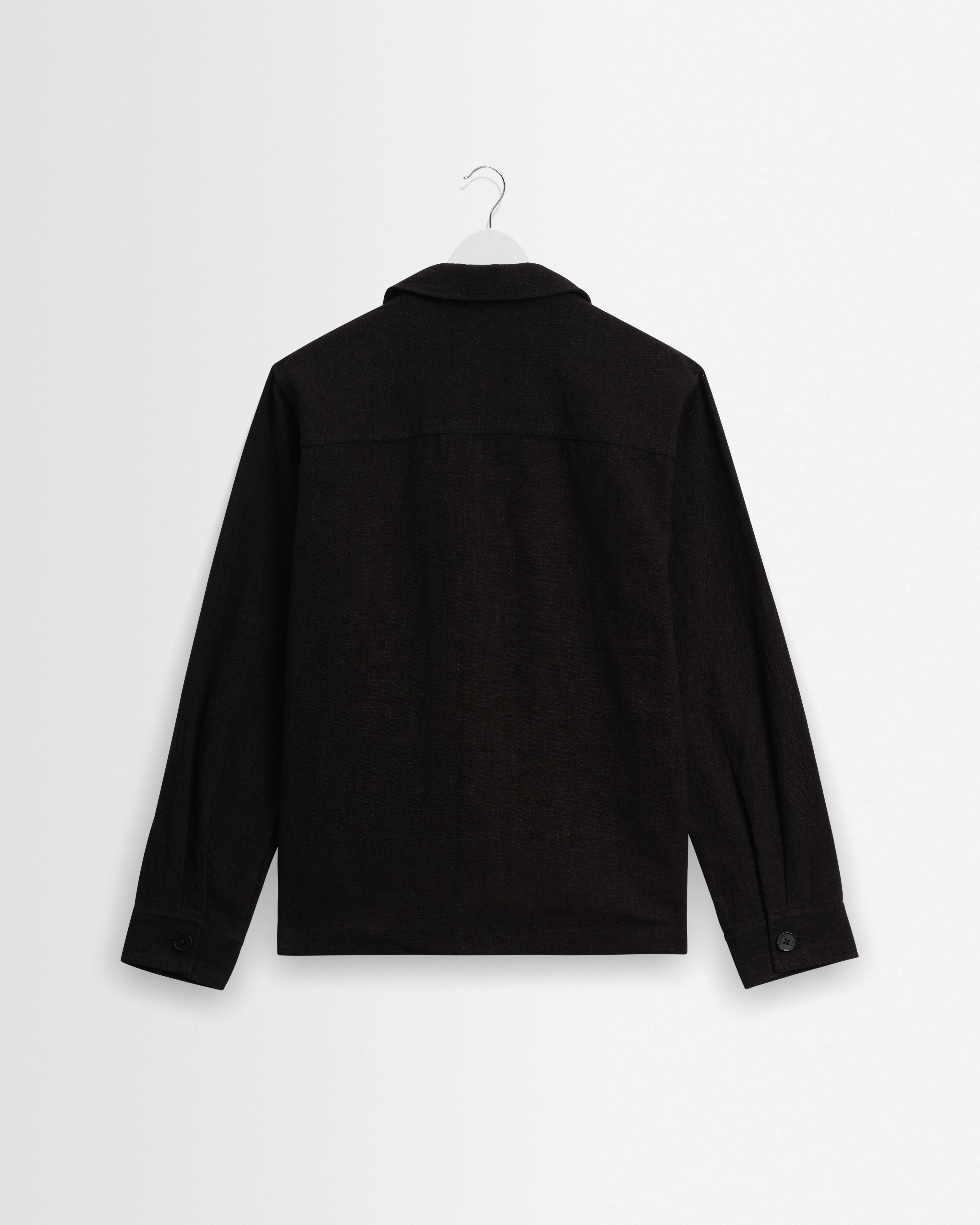Aldred - Black Linen-Cotton Revere Overshirt - Image 8