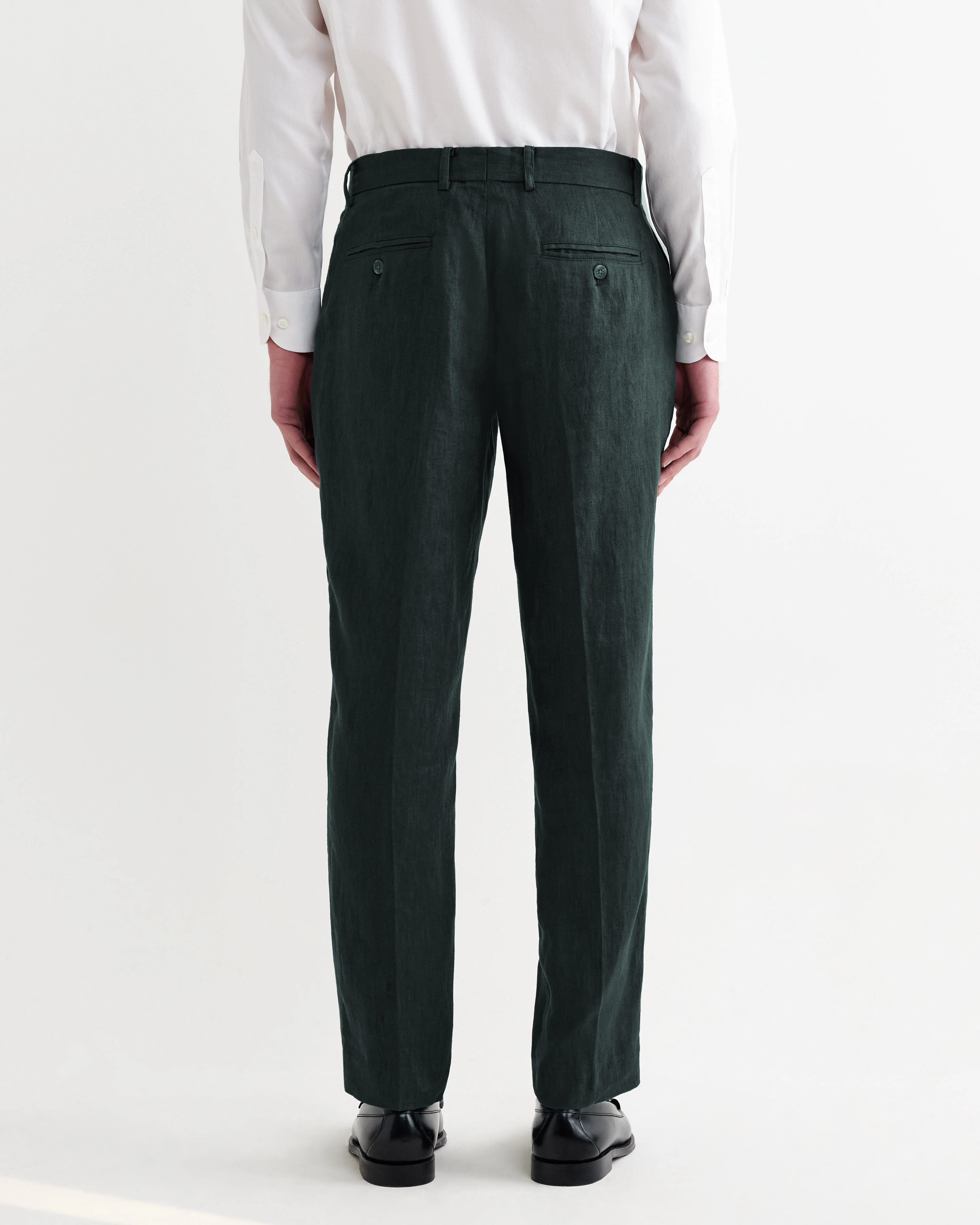 Alp - Dark Green Linen Slim Fit Trousers - Image 6