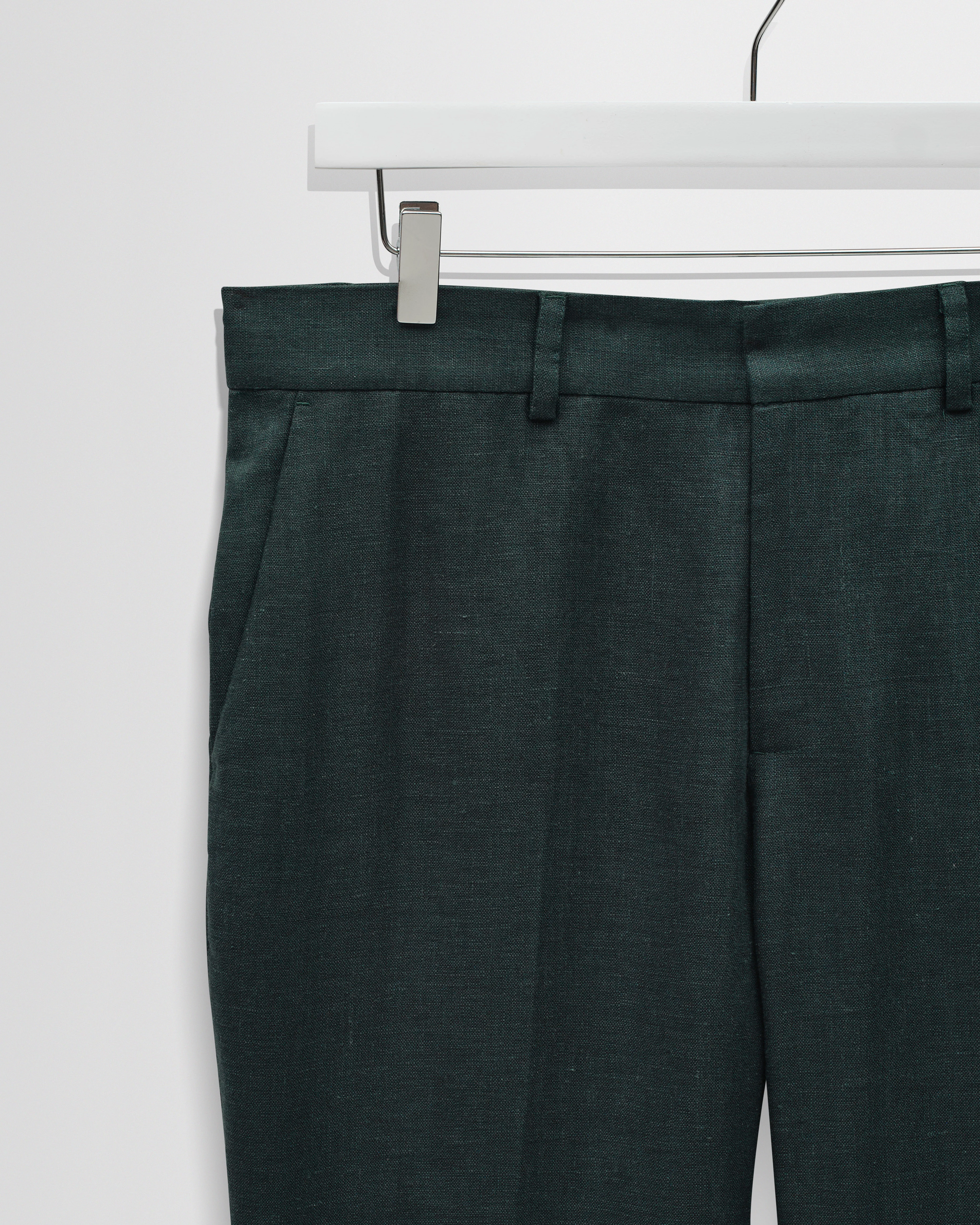Alp - Dark Green Linen Slim Fit Trousers - Image 7