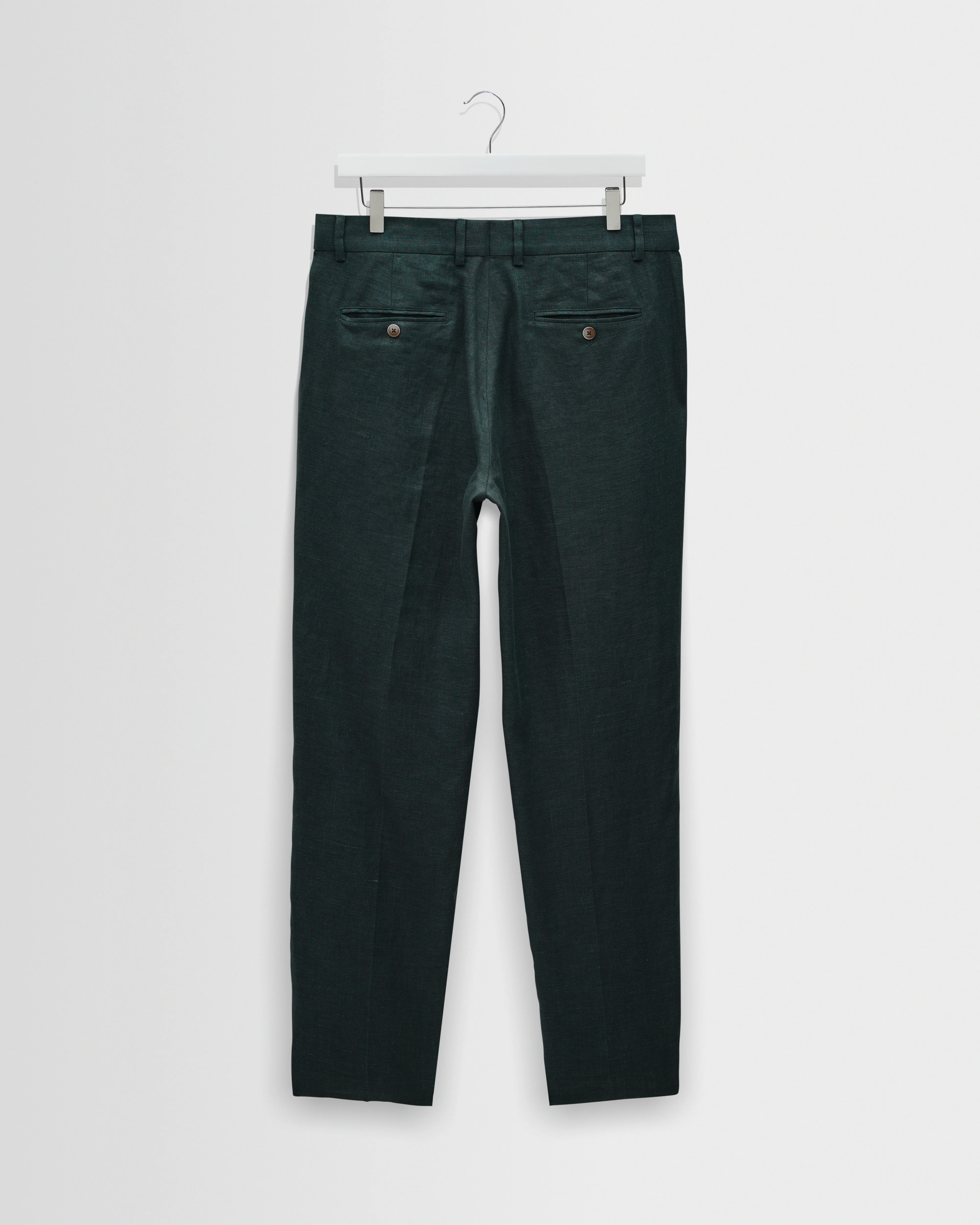 Alp - Dark Green Linen Slim Fit Trousers - Image 8
