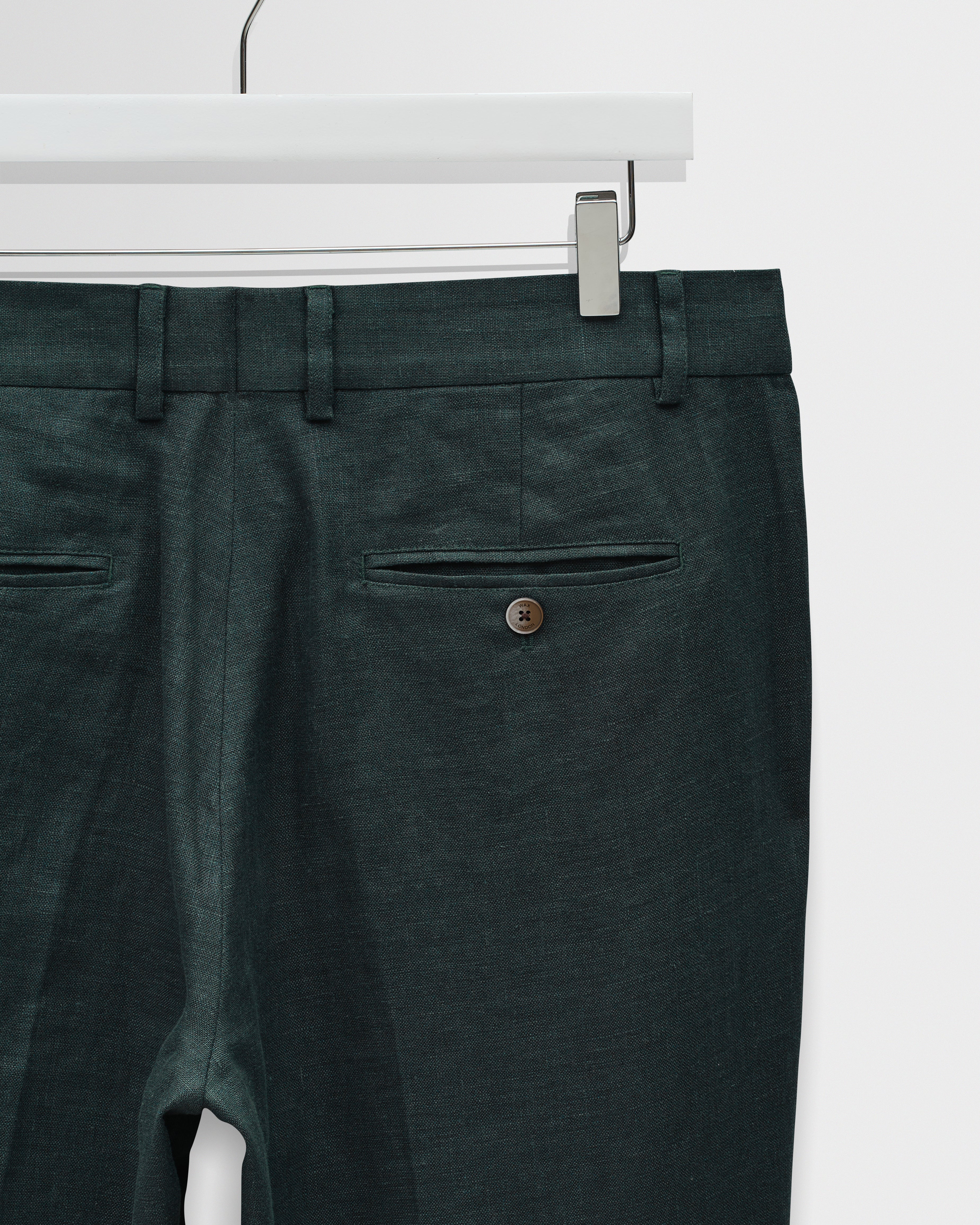 Alp - Dark Green Linen Slim Fit Trousers - Image 9