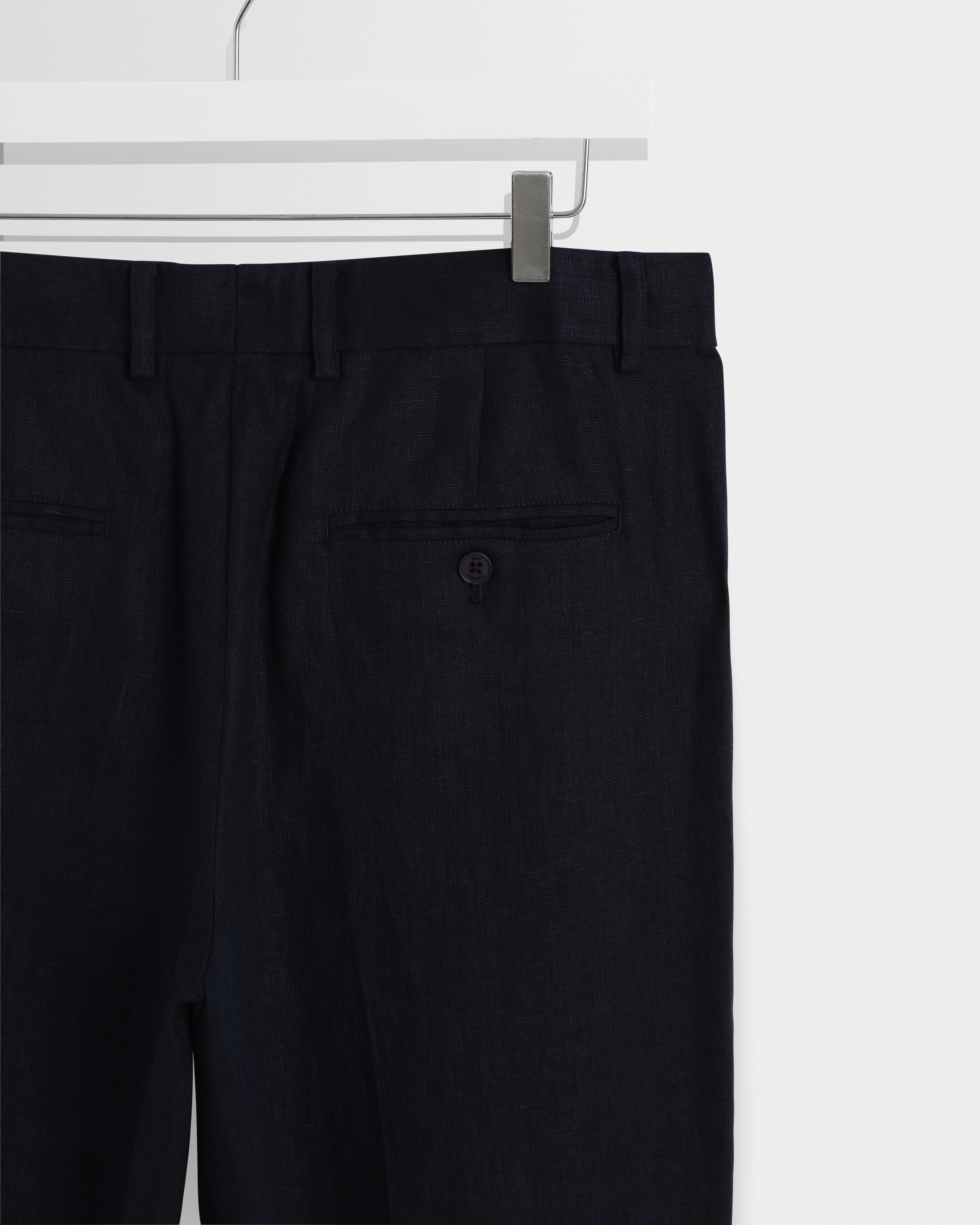 Alp - Navy Linen Slim Fit Trousers - Image 10