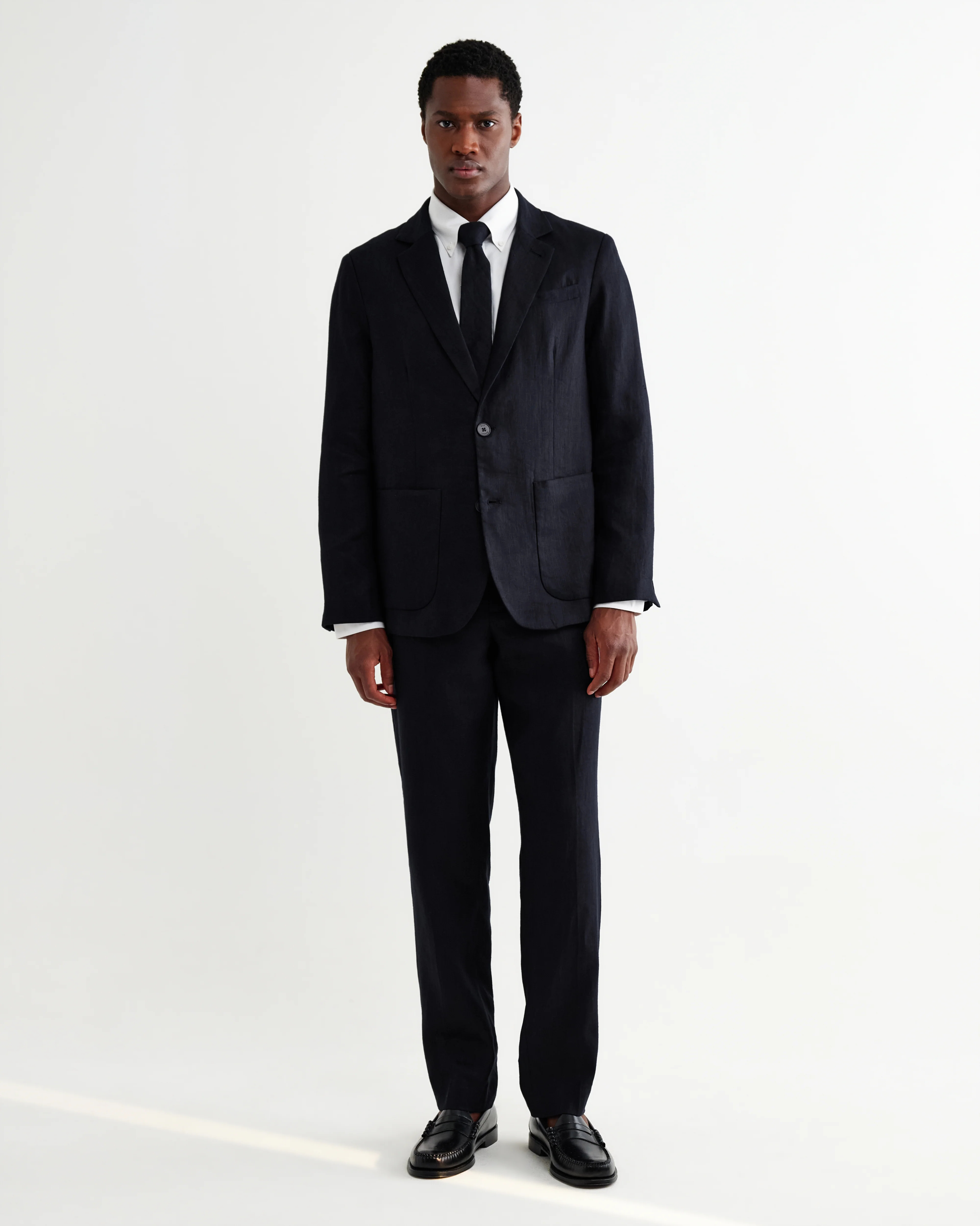 Alp - Navy Linen Slim Fit Trousers - Image 3