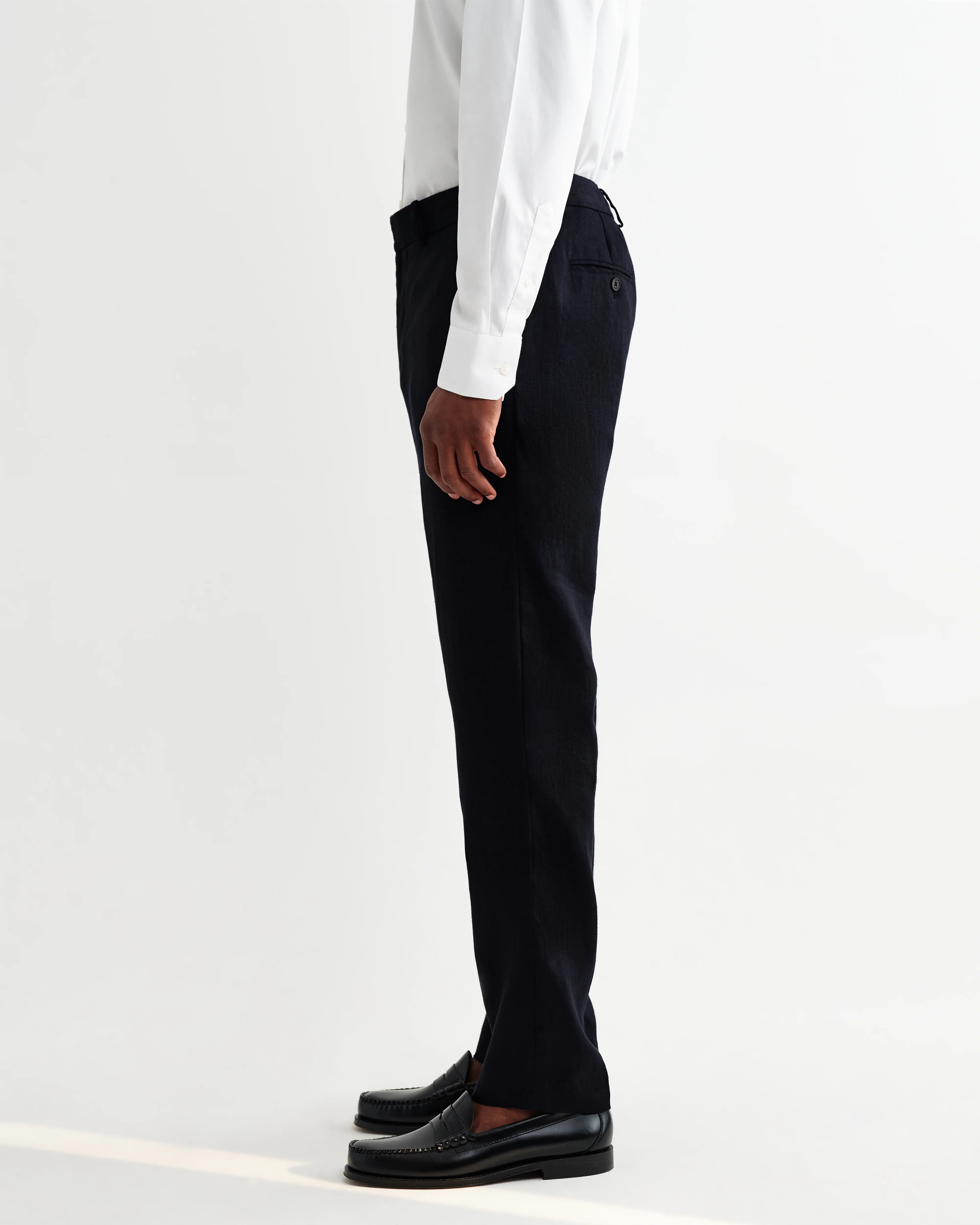 Alp - Navy Linen Slim Fit Trousers - Image 6