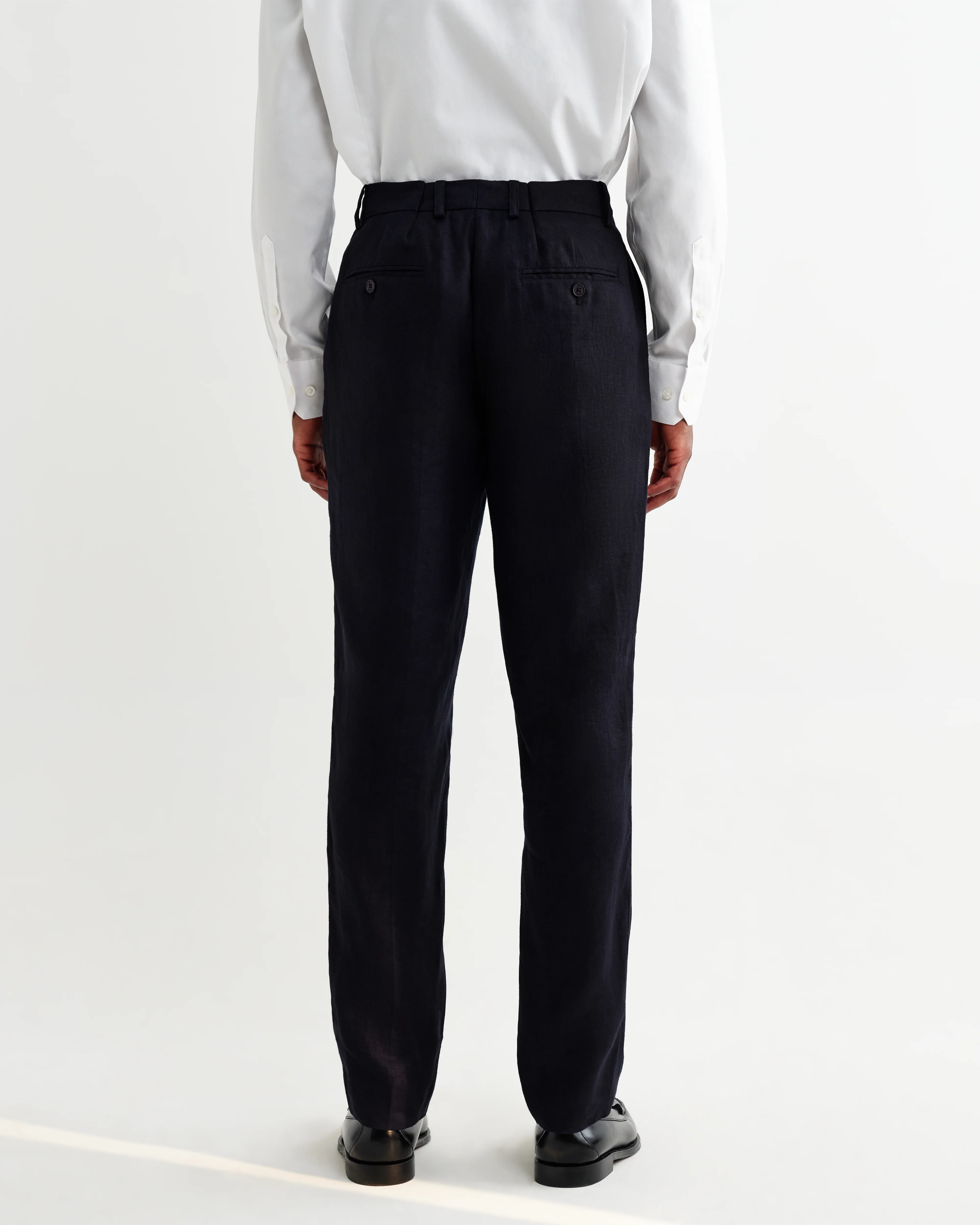 Alp - Navy Linen Slim Fit Trousers - Image 7