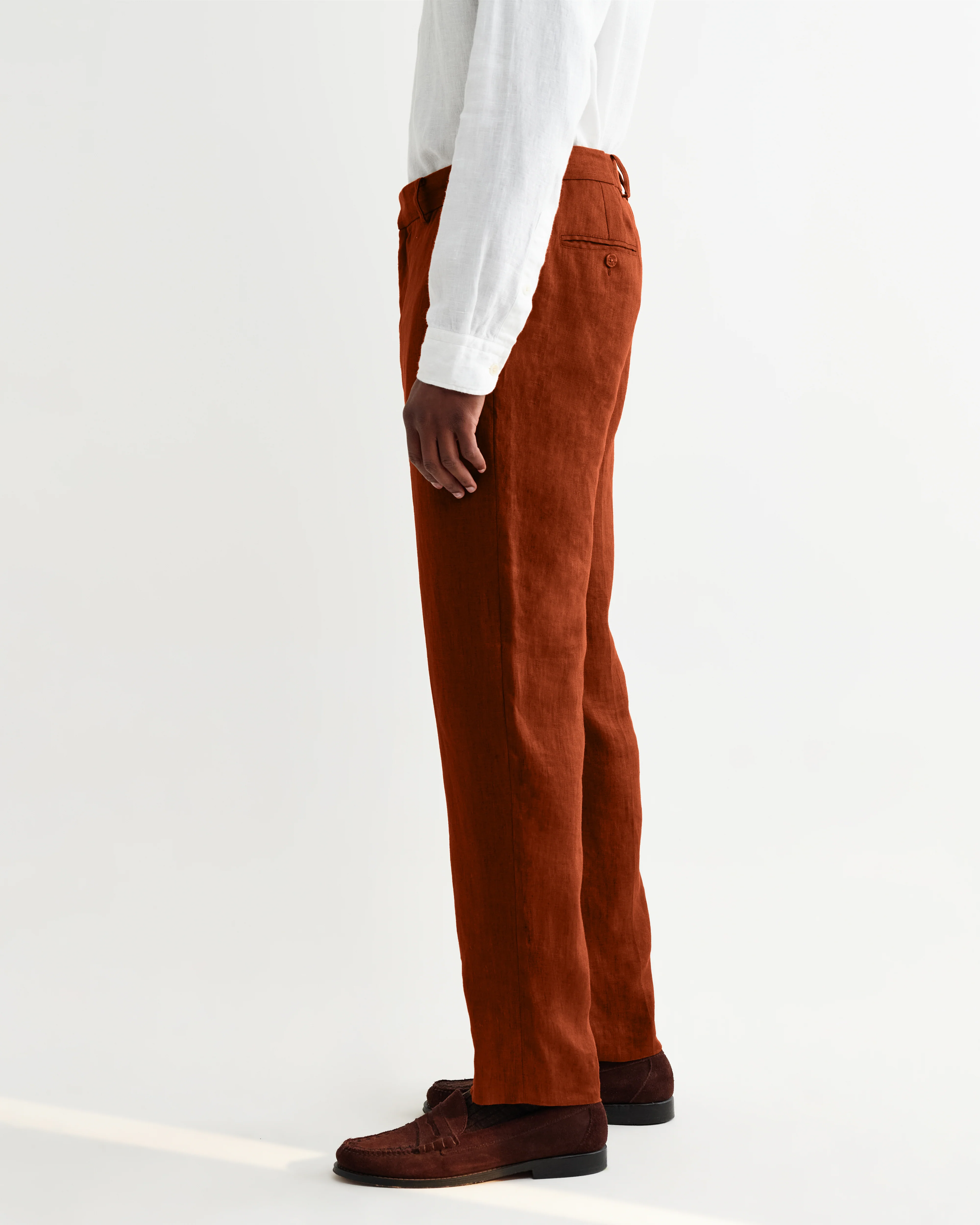 Alp - Rust Linen Slim Fit Trousers - Image 5