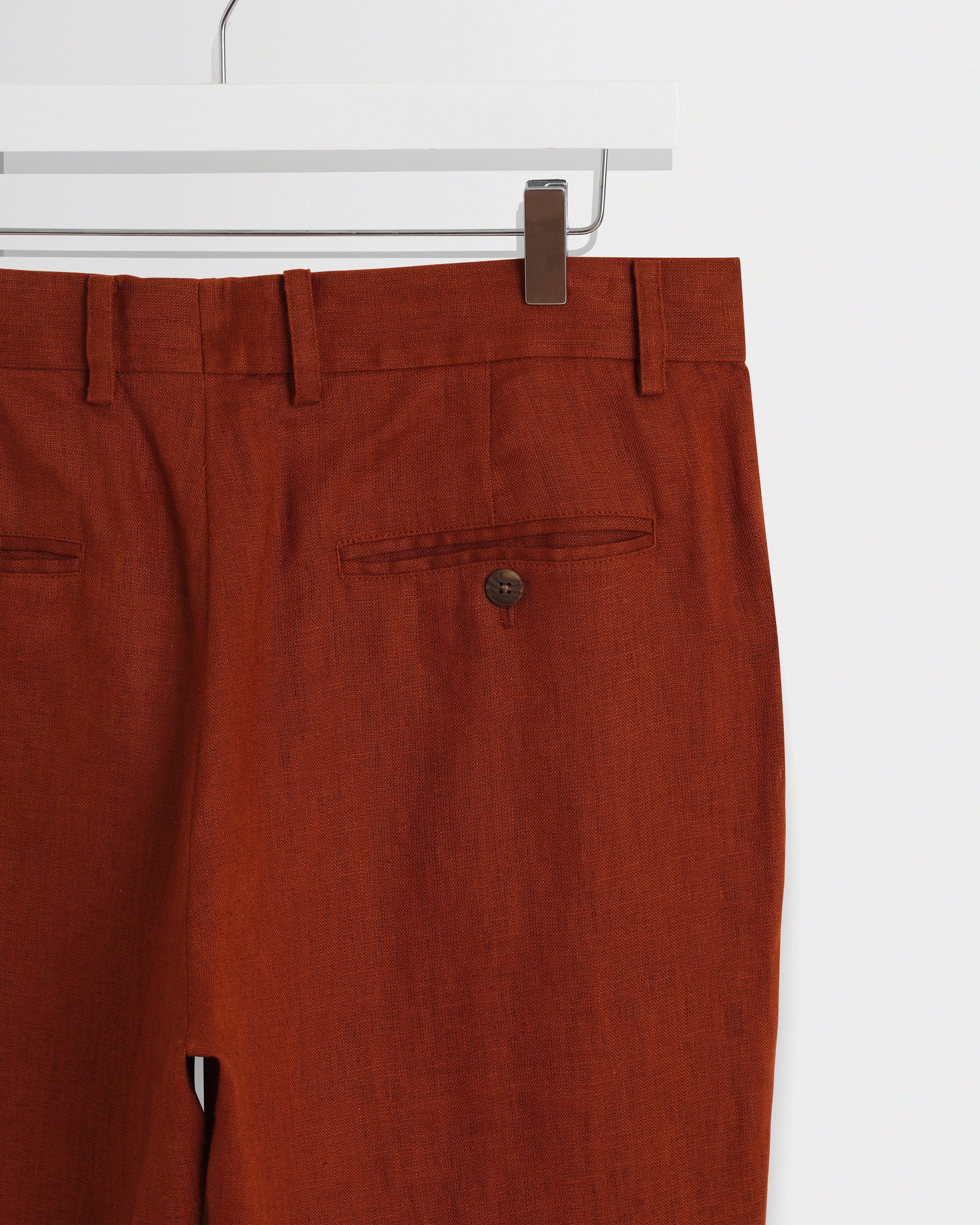 Alp - Rust Linen Slim Fit Trousers - Image 8