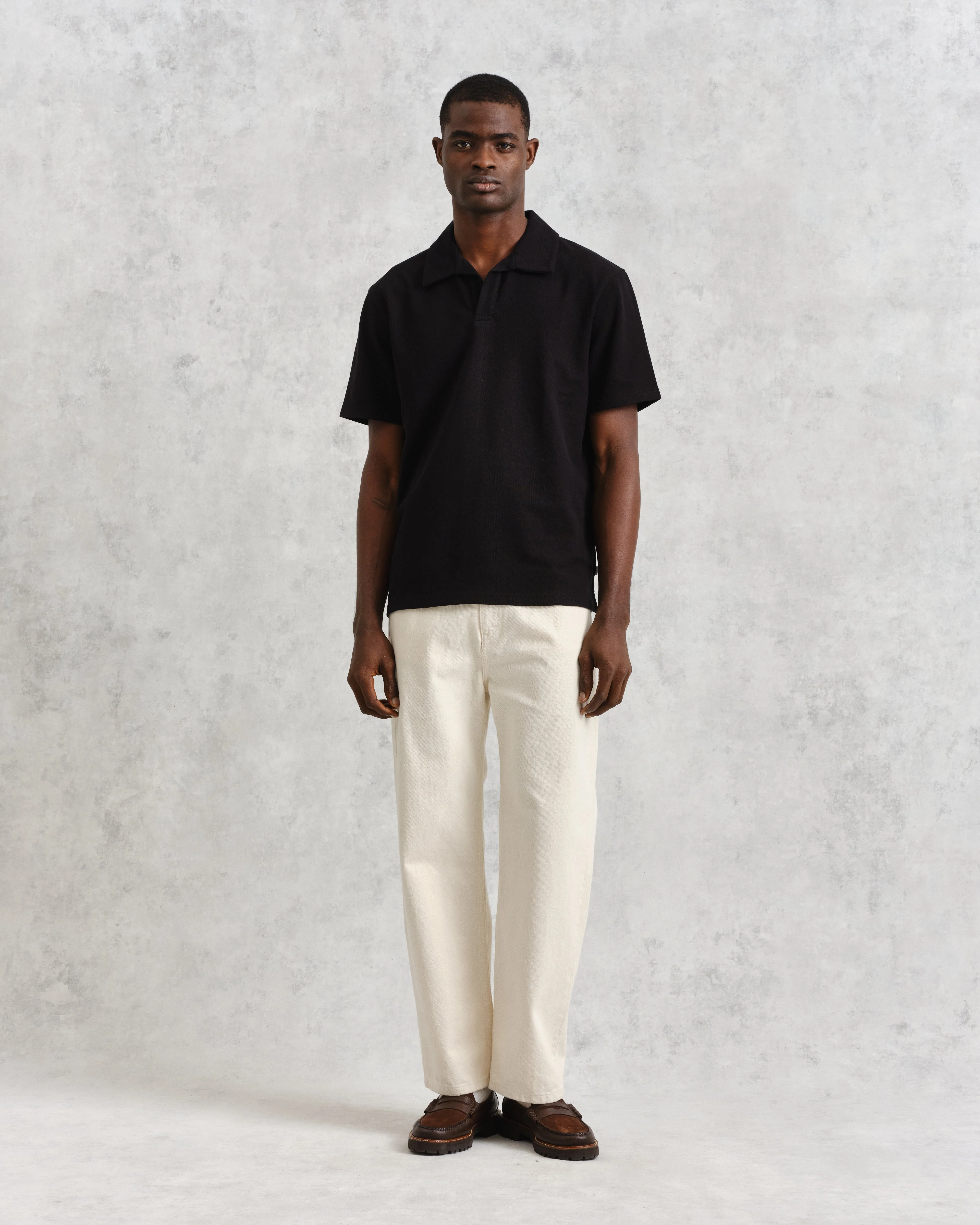 Atwood - Black Textured Organic Cotton Polo Shirt - Image 4