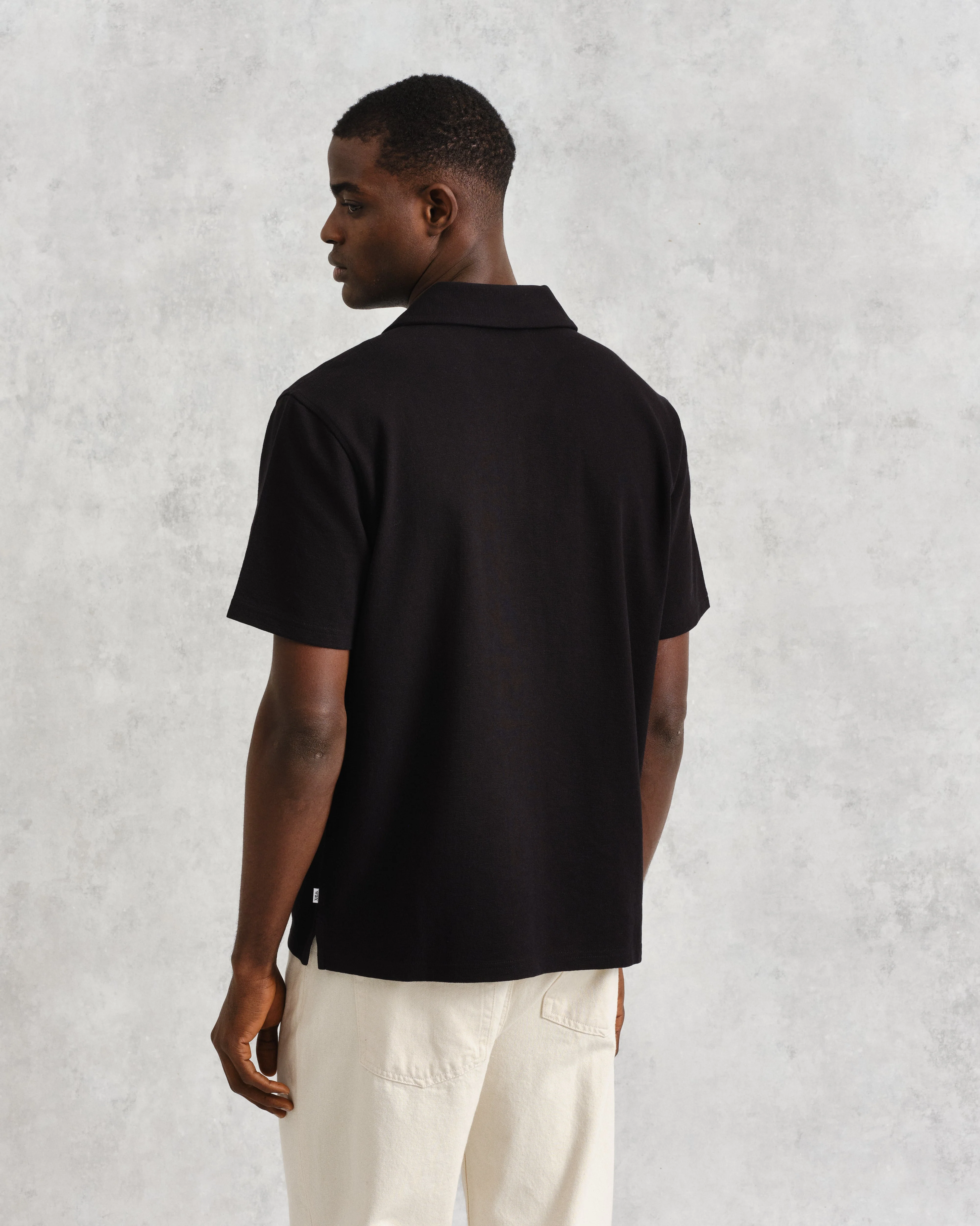 Atwood - Black Textured Organic Cotton Polo Shirt - Image 7