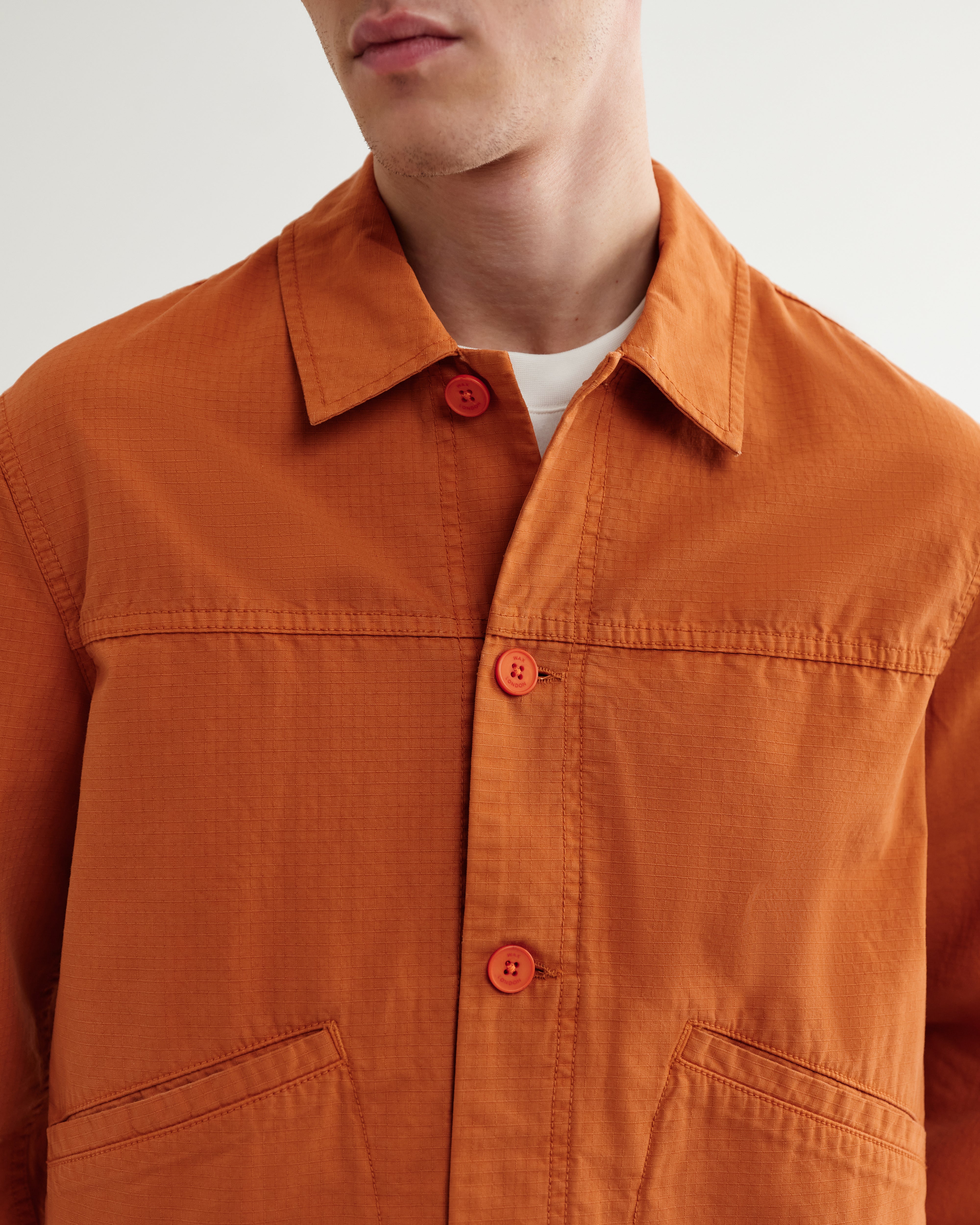 Barton - Orange Organic Cotton Ripstop Jacket - Image 3