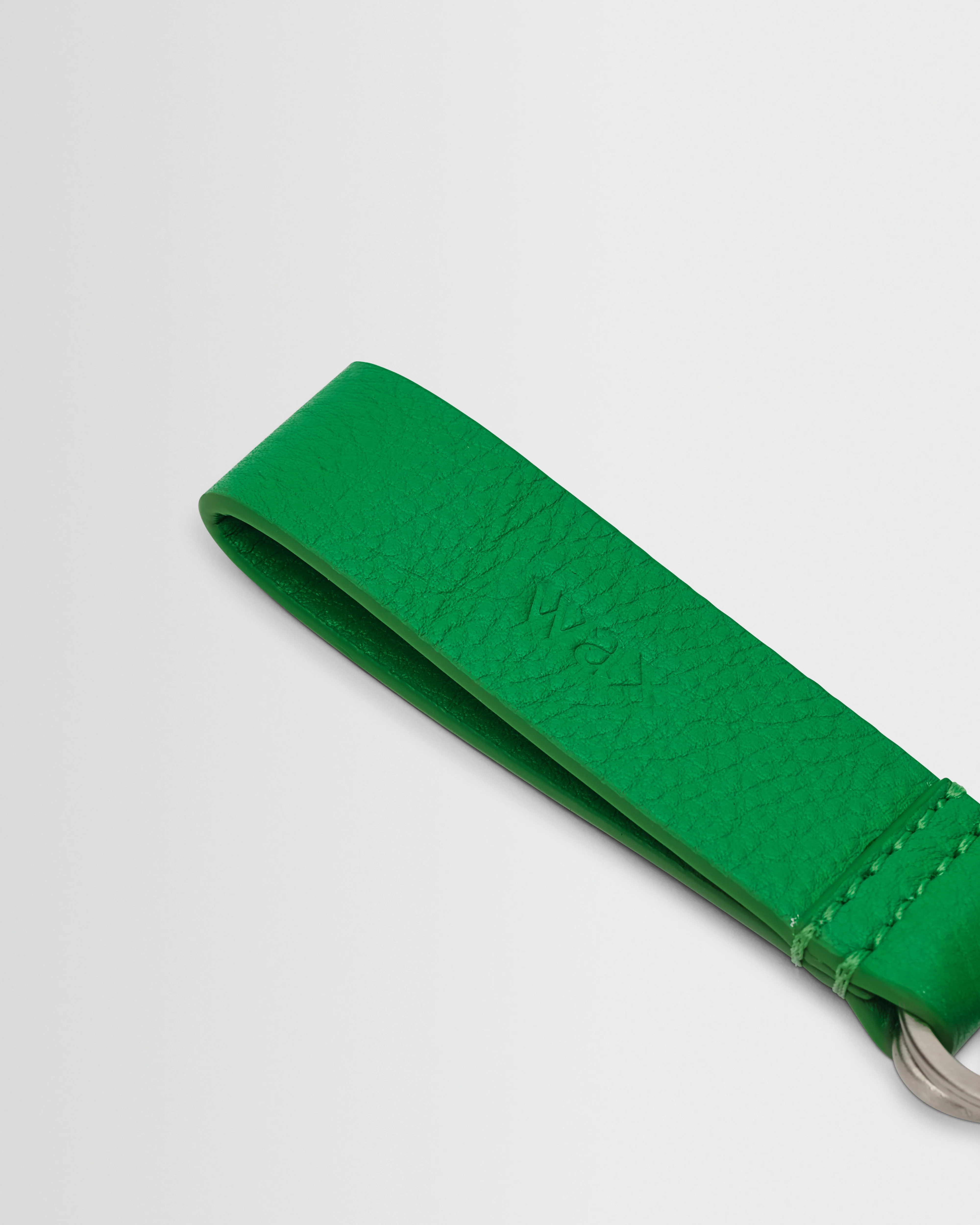 Boston - Bright Green Grain Leather Keyring - Image 3