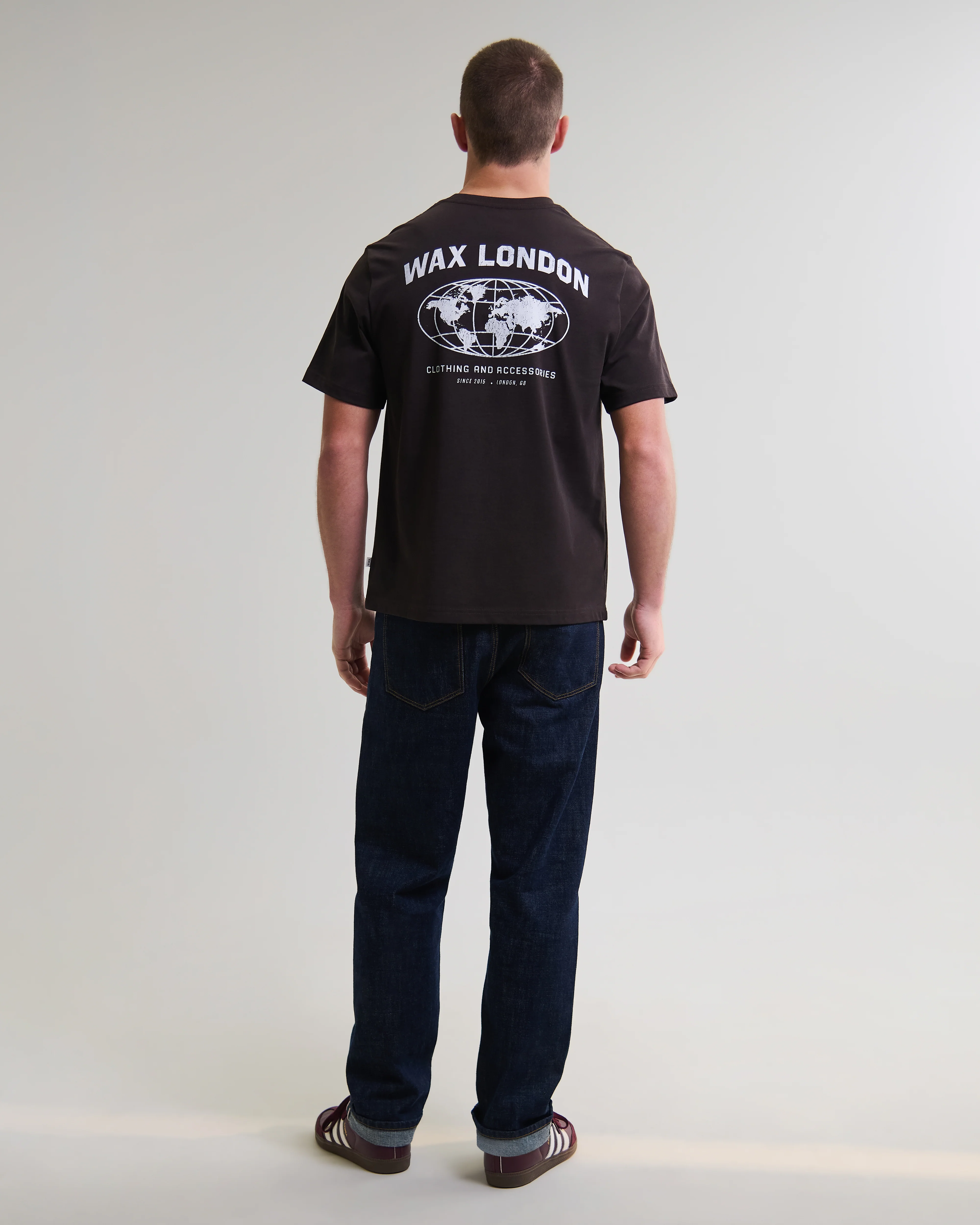 Dean - Brown And Off-White Globe Graphic Cotton T-Shirt - Image 6