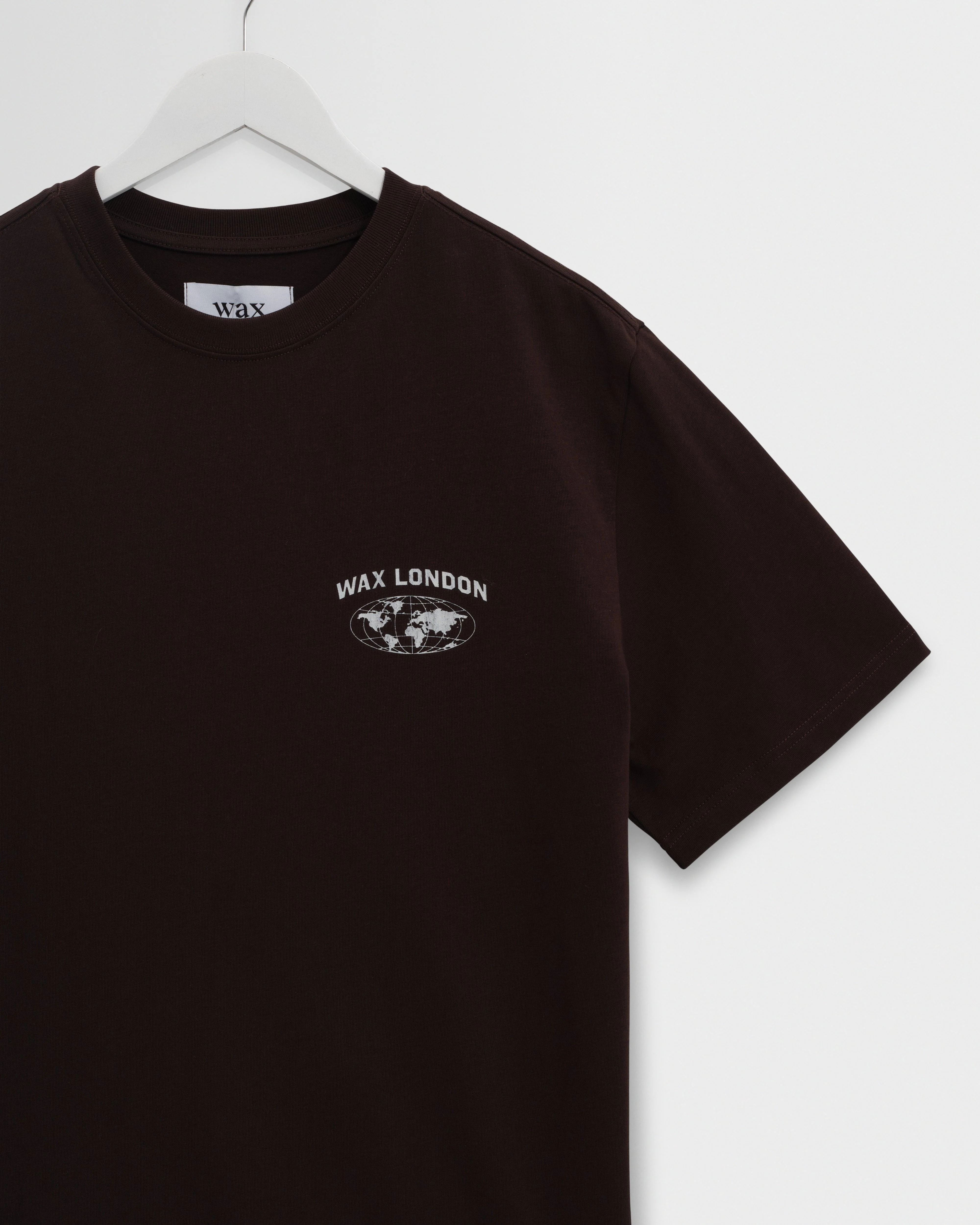 Dean - Brown And Off-White Globe Graphic Cotton T-Shirt - Image 8