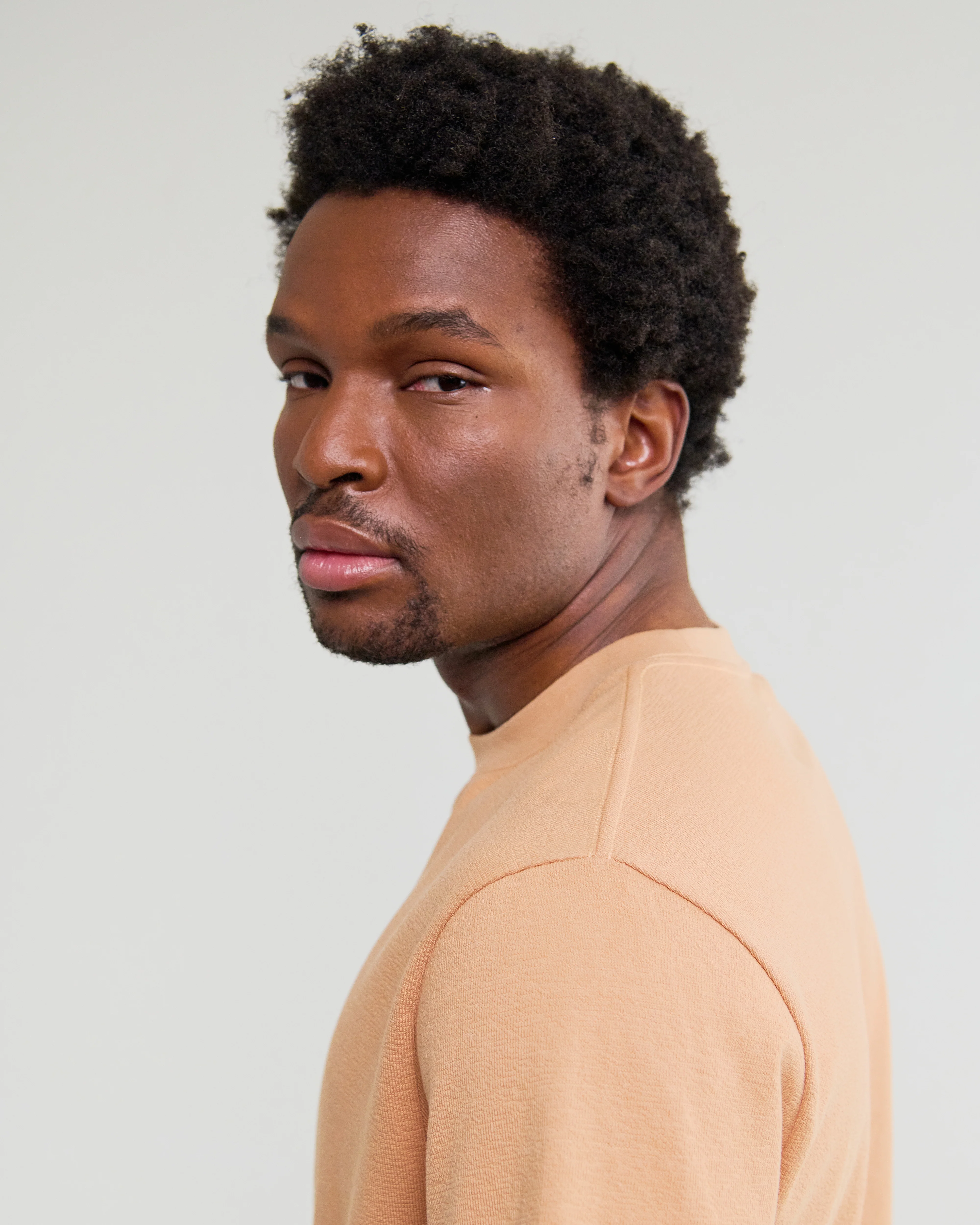 Dean - Dusty Orange Textured Organic Cotton T-Shirt - Image 3