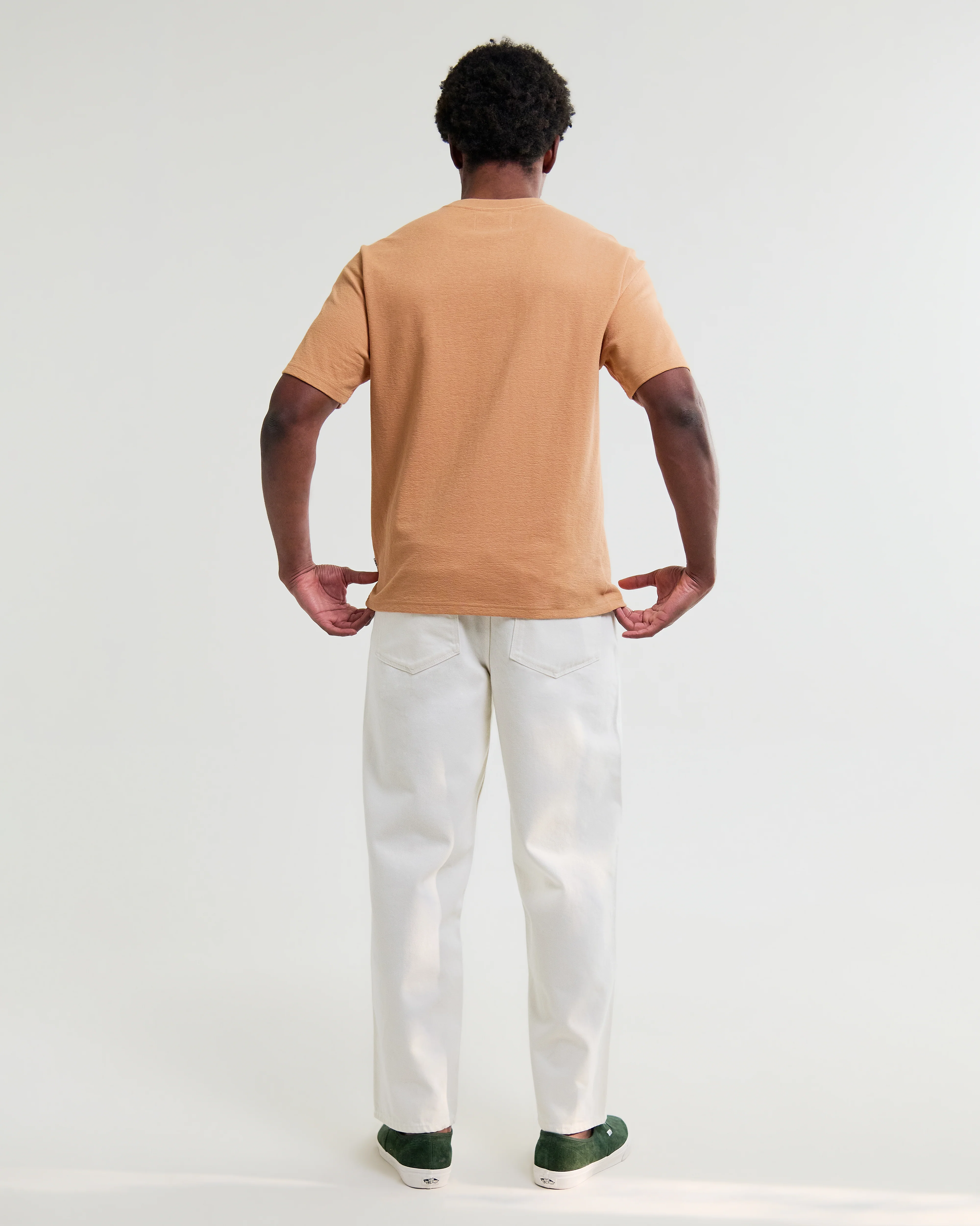Dean - Dusty Orange Textured Organic Cotton T-Shirt - Image 6