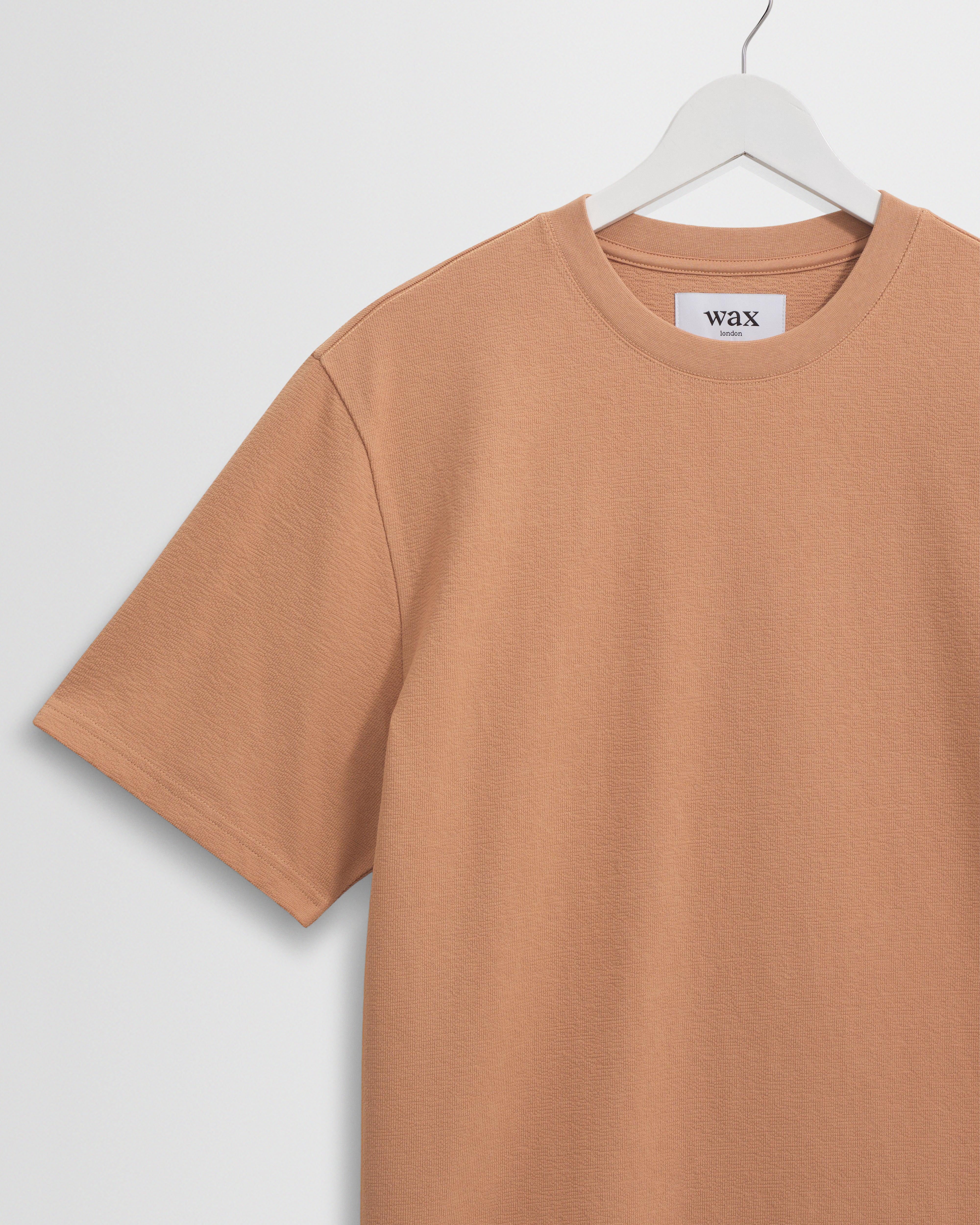 Dean - Dusty Orange Textured Organic Cotton T-Shirt - Image 7