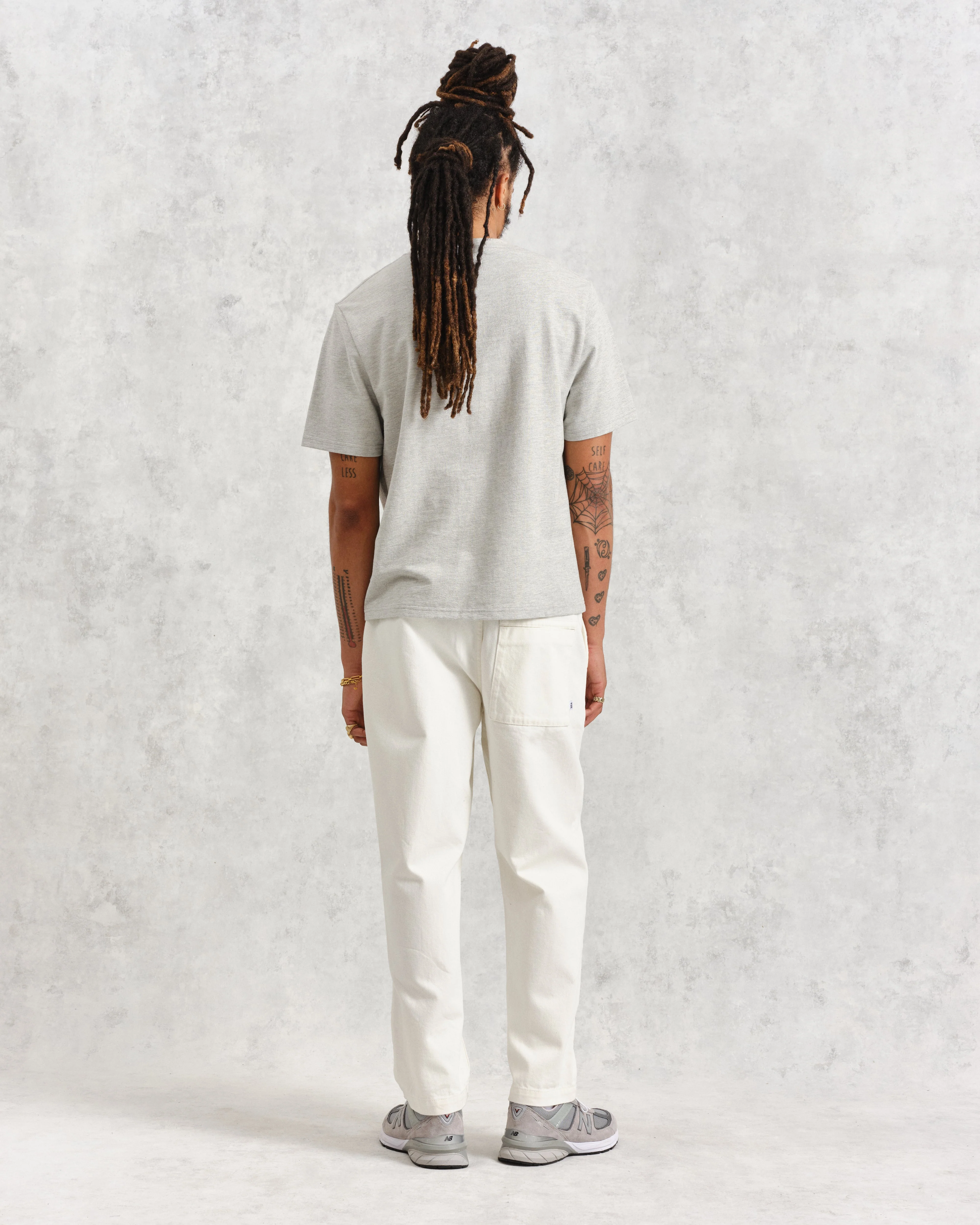 Dean - Grey Marl Textured Organic Cotton T-Shirt - Image 6