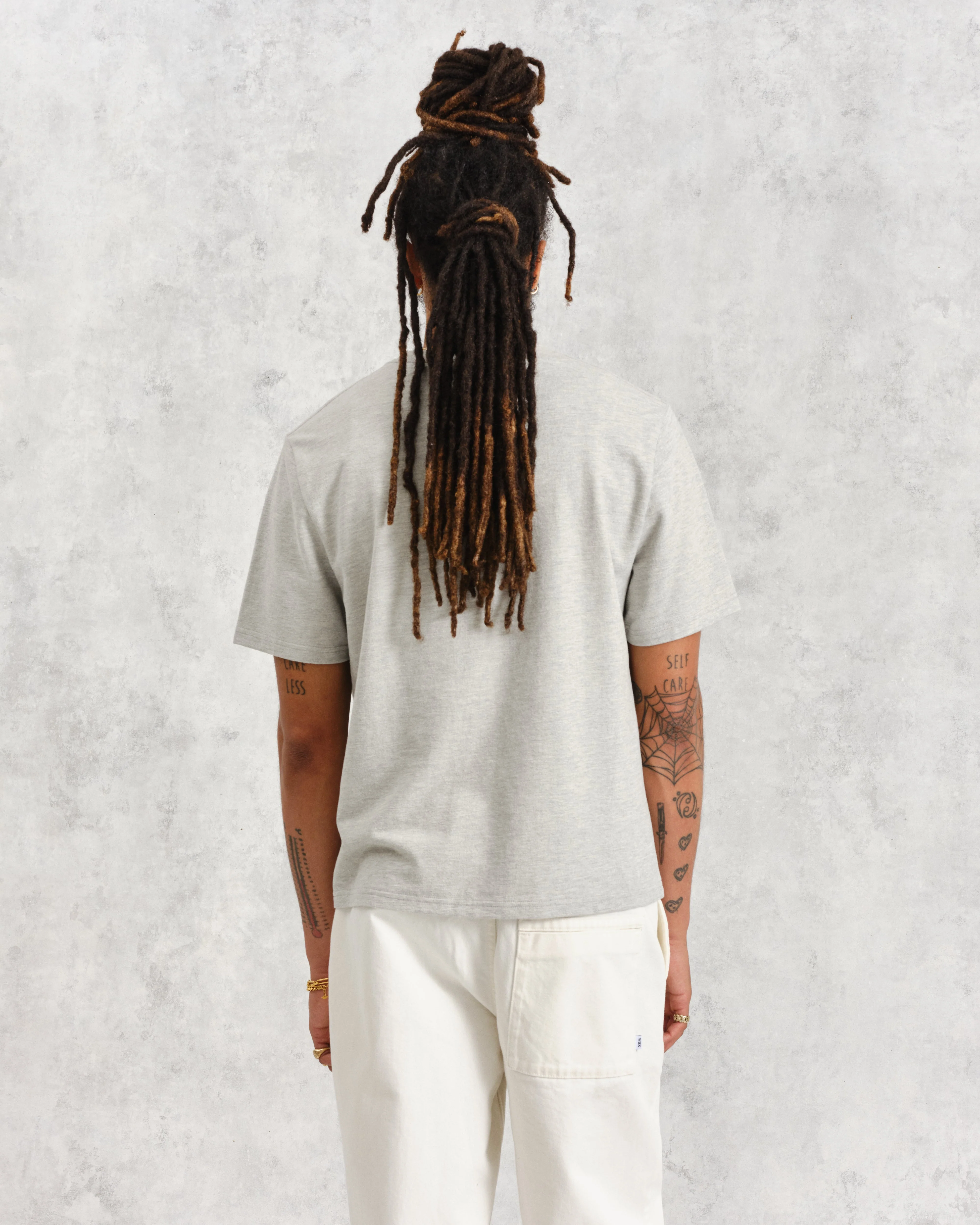 Dean - Grey Marl Textured Organic Cotton T-Shirt - Image 7