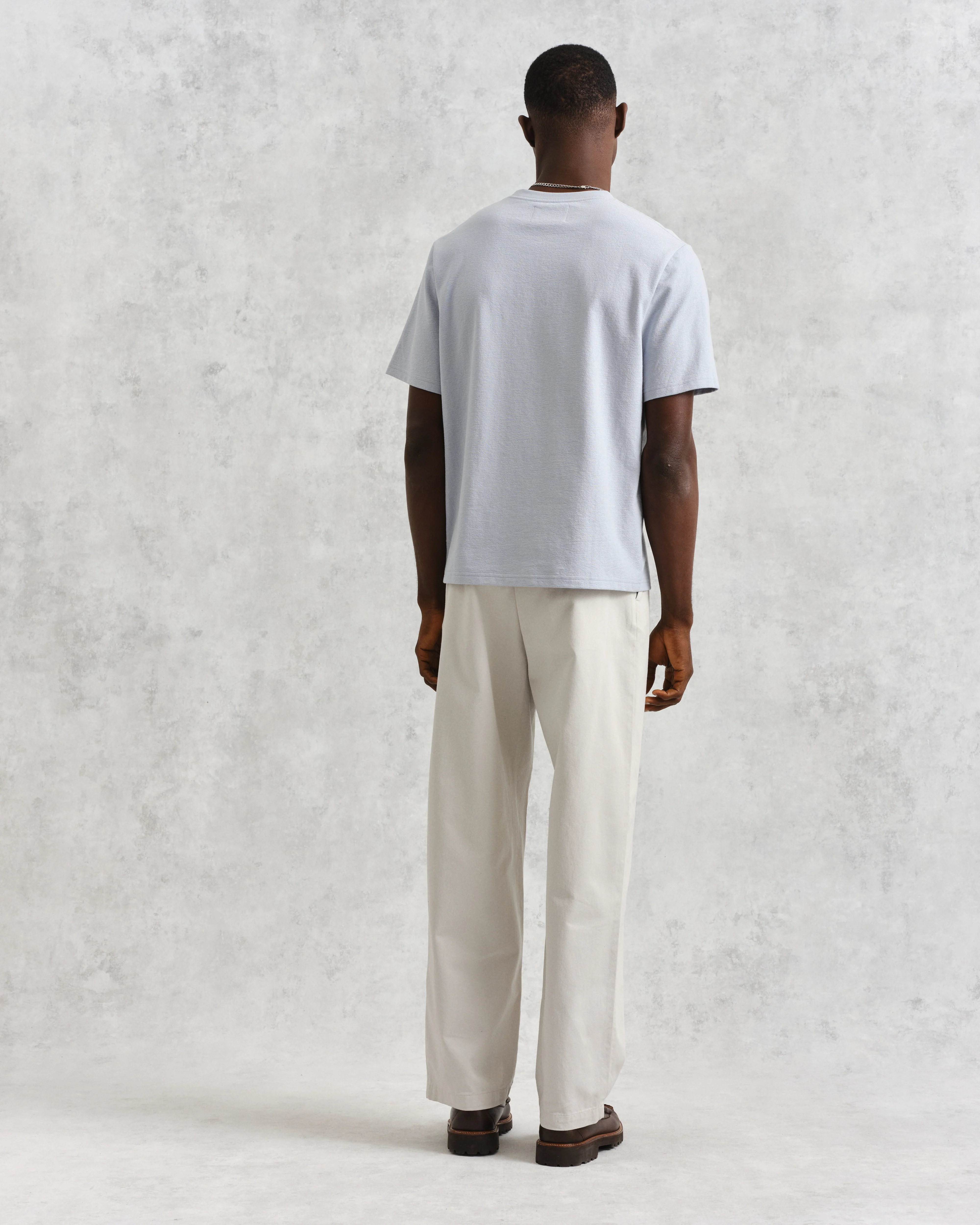 Dean - Pale Blue Textured Organic Cotton T-Shirt - Image 6