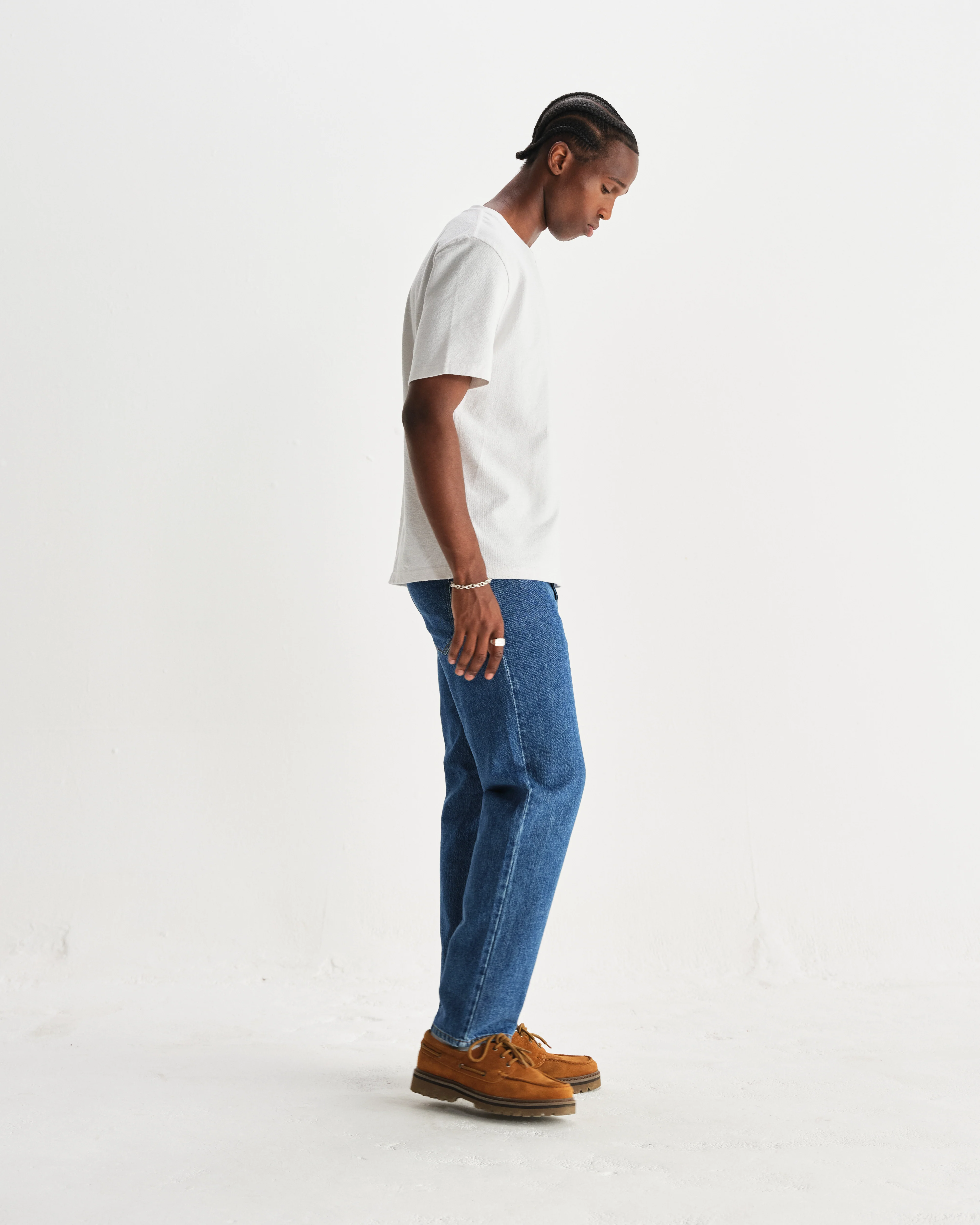 Dean - White Textured Organic Cotton T-Shirt - Image 5