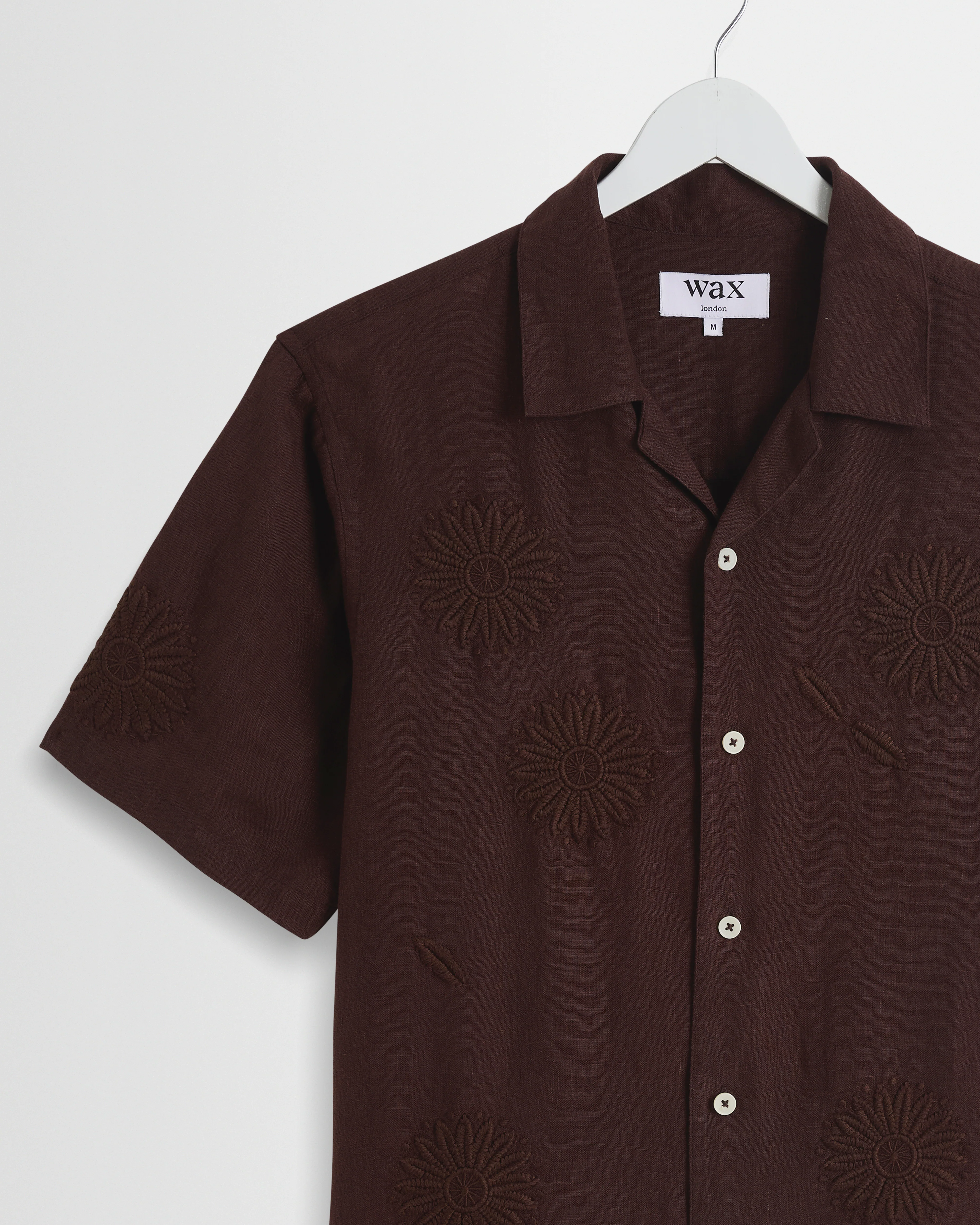 Didcot - Brown Flower Embroidered Short-Sleeve Shirt - Image 8