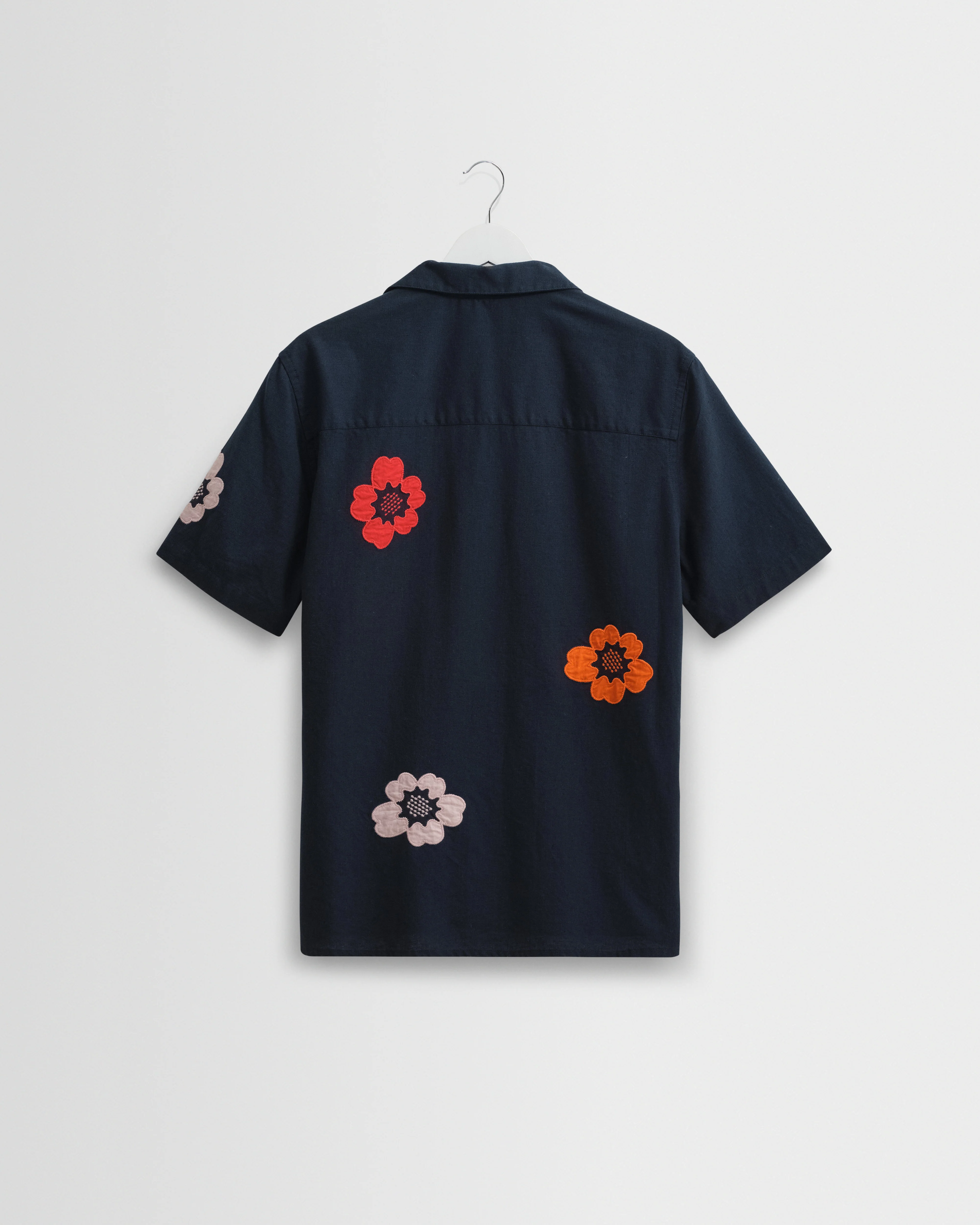 Didcot - Navy Floral Applique Short-Sleeve Shirt - Image 8
