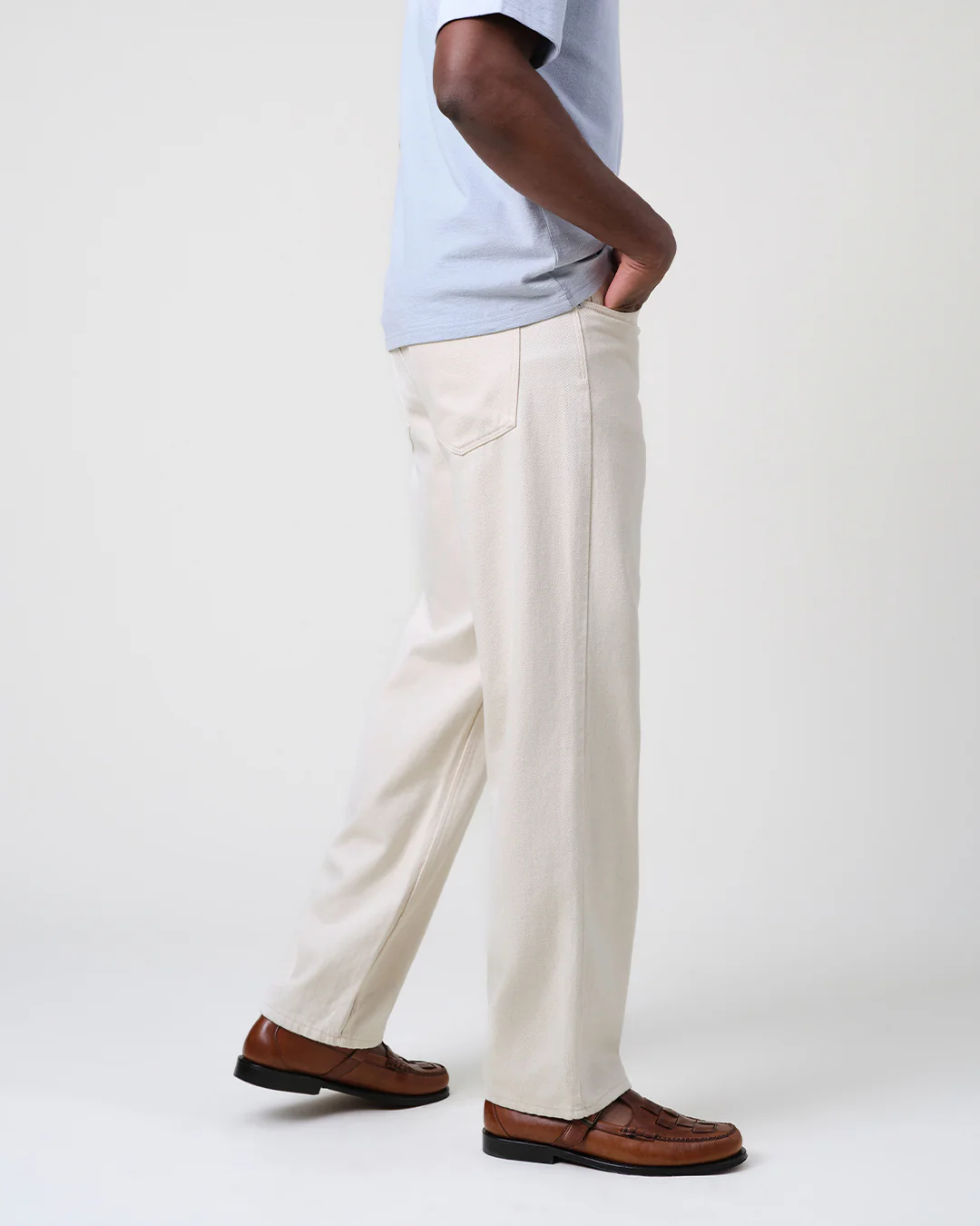 Felix - Ecru Loose Fit Denim Jeans - Image 3