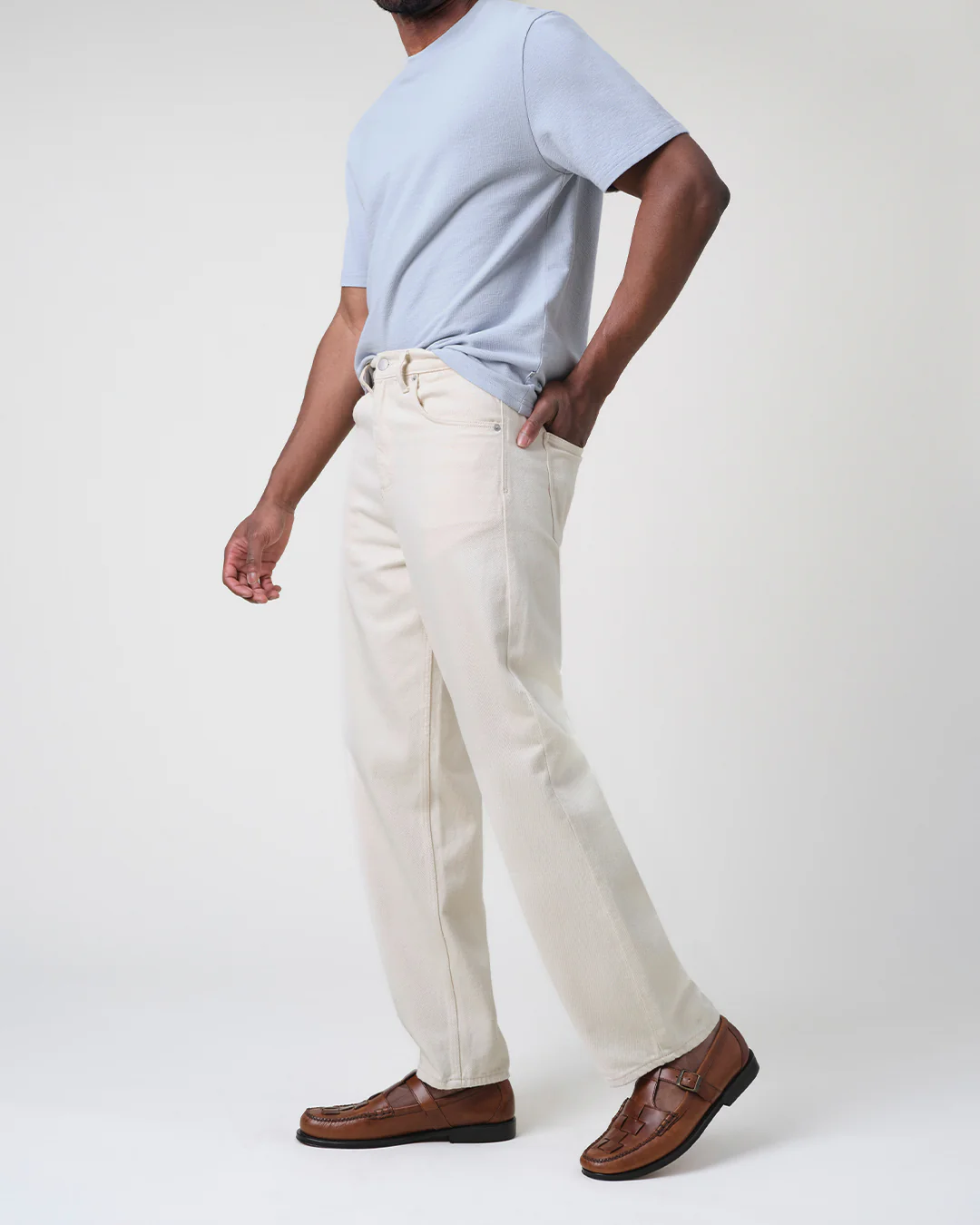 Felix - Ecru Loose Fit Denim Jeans - Image 5