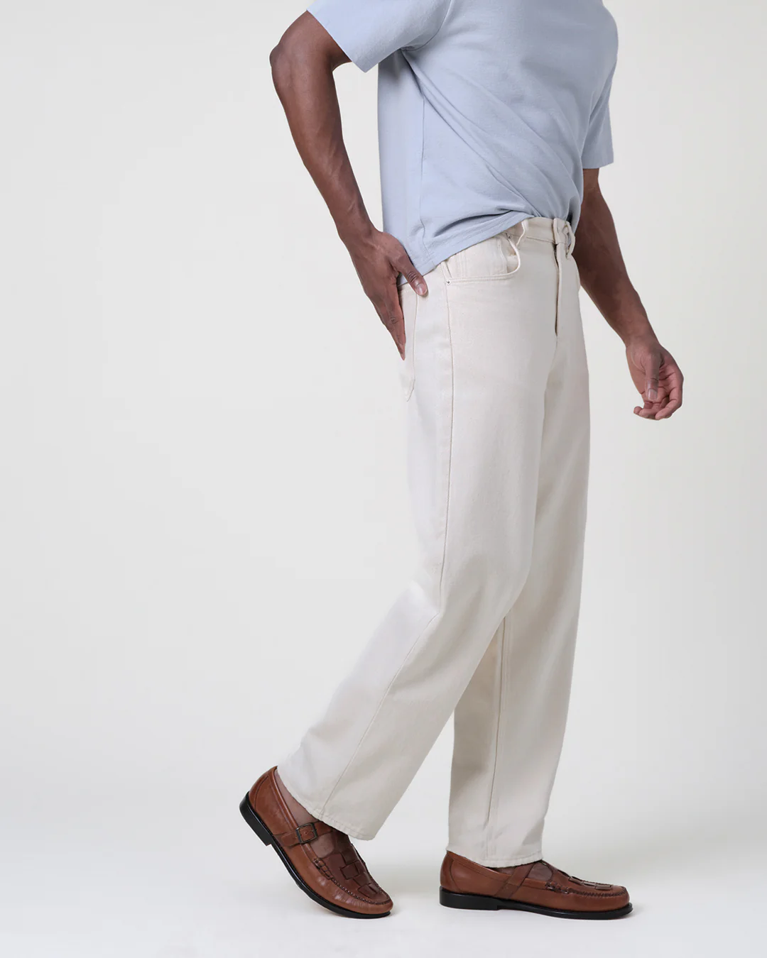 Felix - Ecru Loose Fit Denim Jeans - Image 6