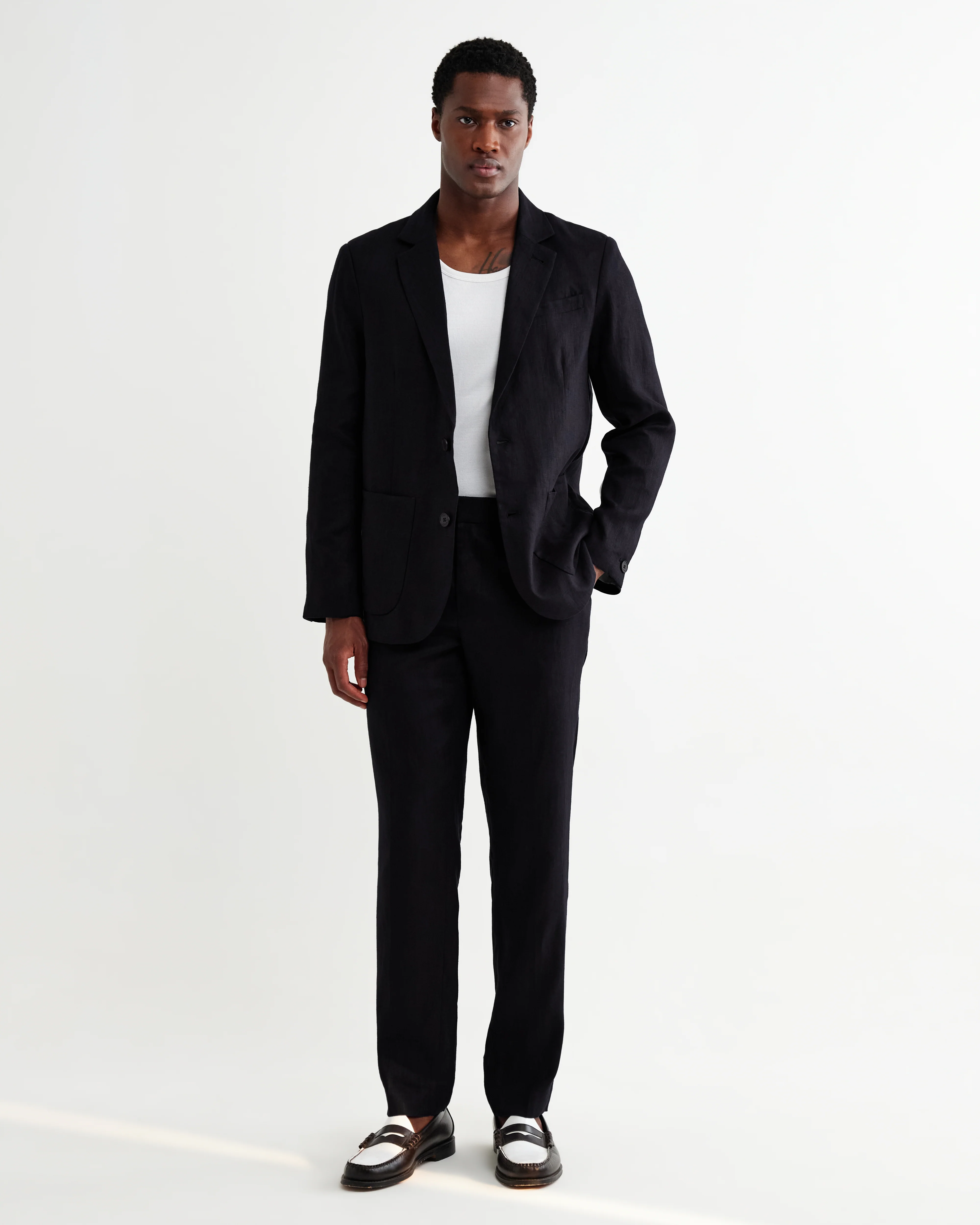 Fintry - Navy Linen Single-Breasted Blazer - Image 3