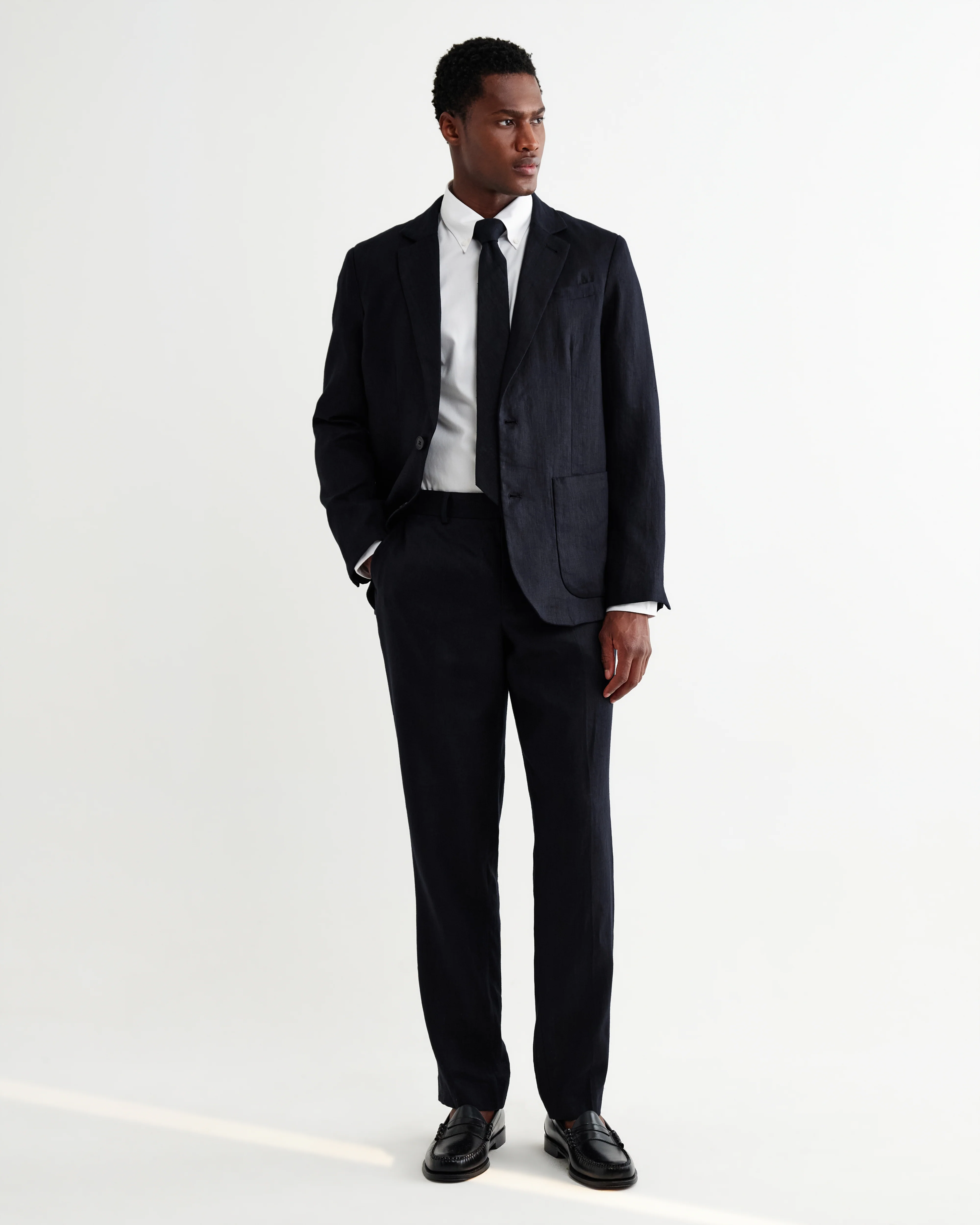 Fintry - Navy Linen Single-Breasted Blazer - Image 5