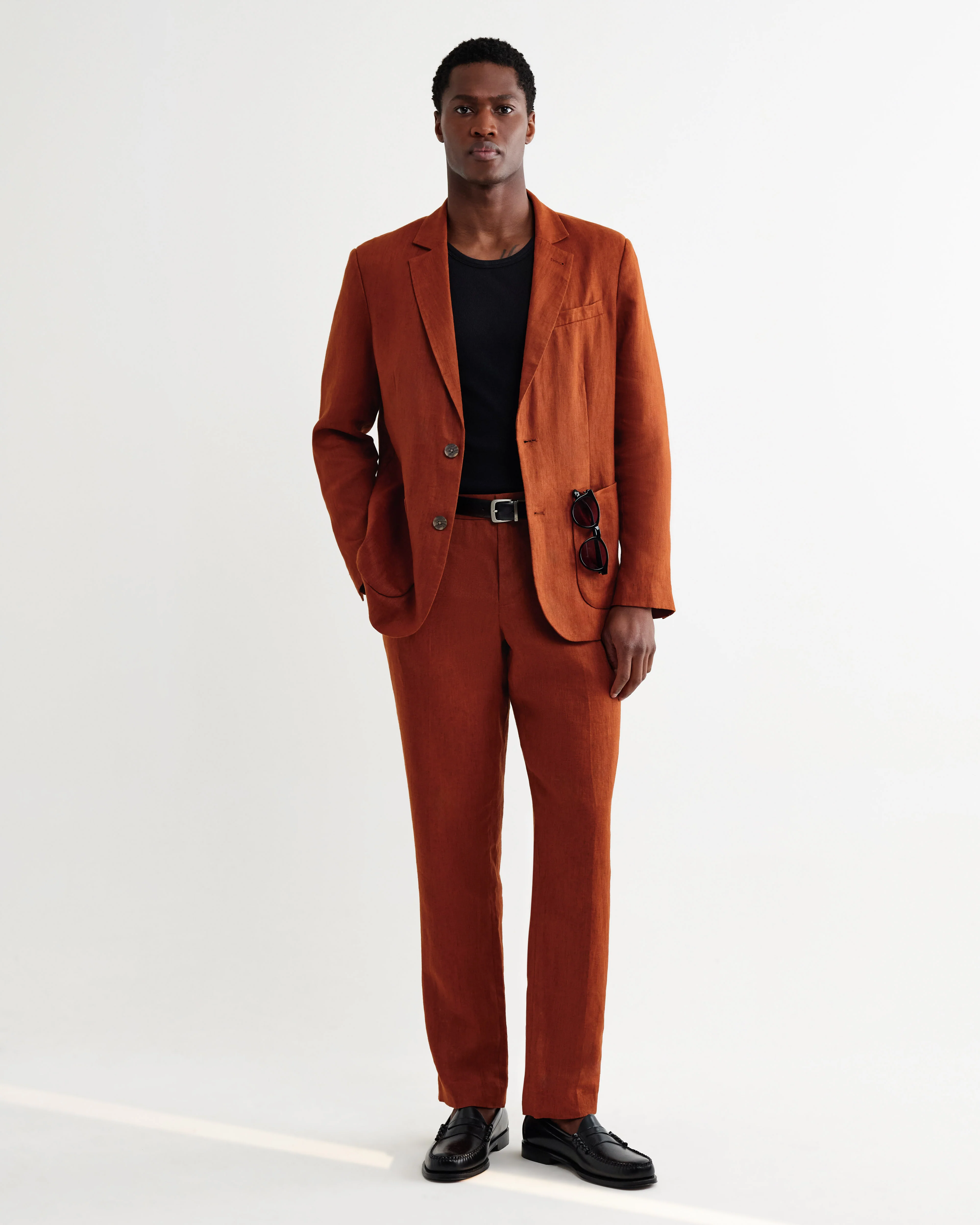 Fintry - Rust Linen Single-Breasted Blazer - Image 3