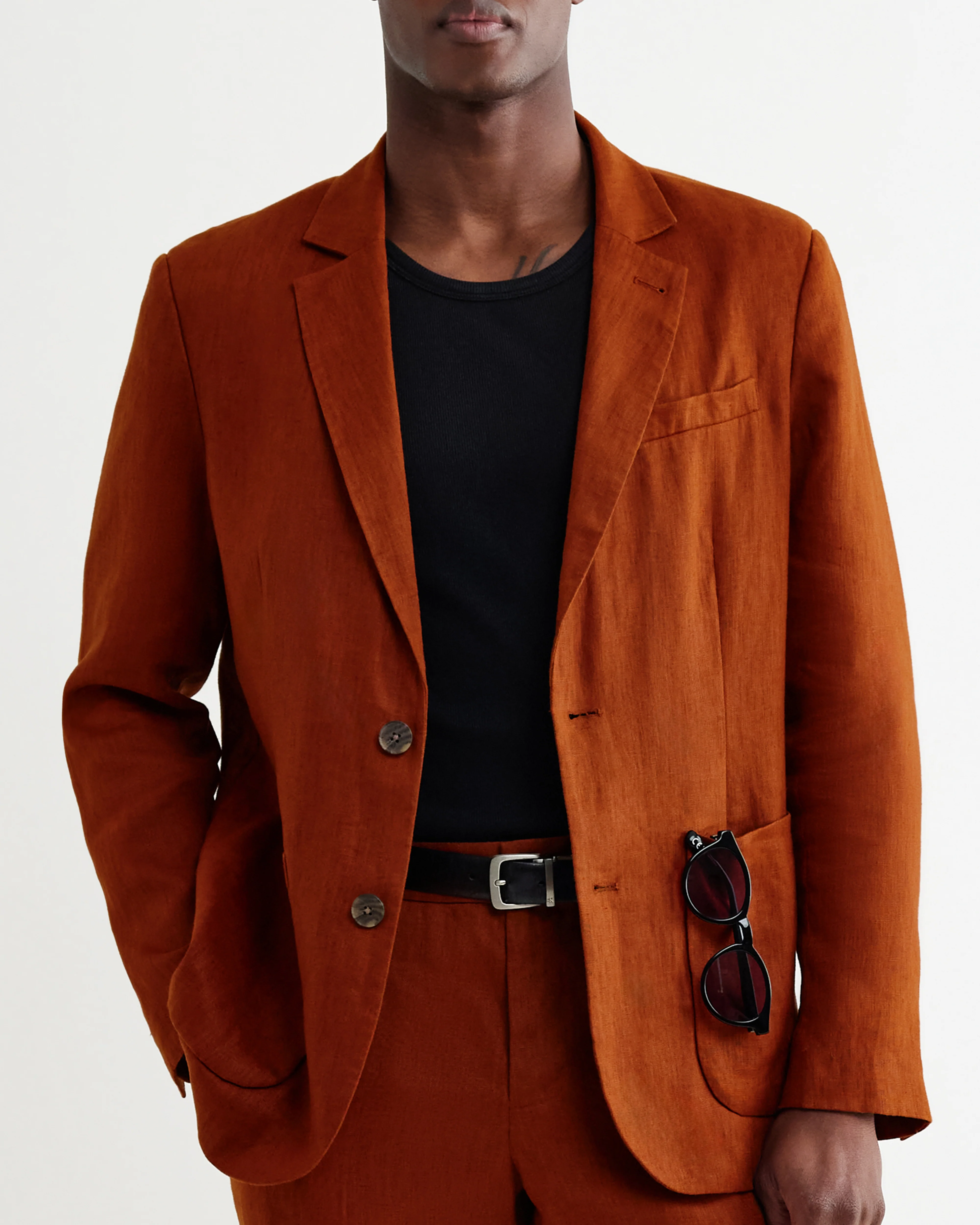 Fintry - Rust Linen Single-Breasted Blazer - Image 4
