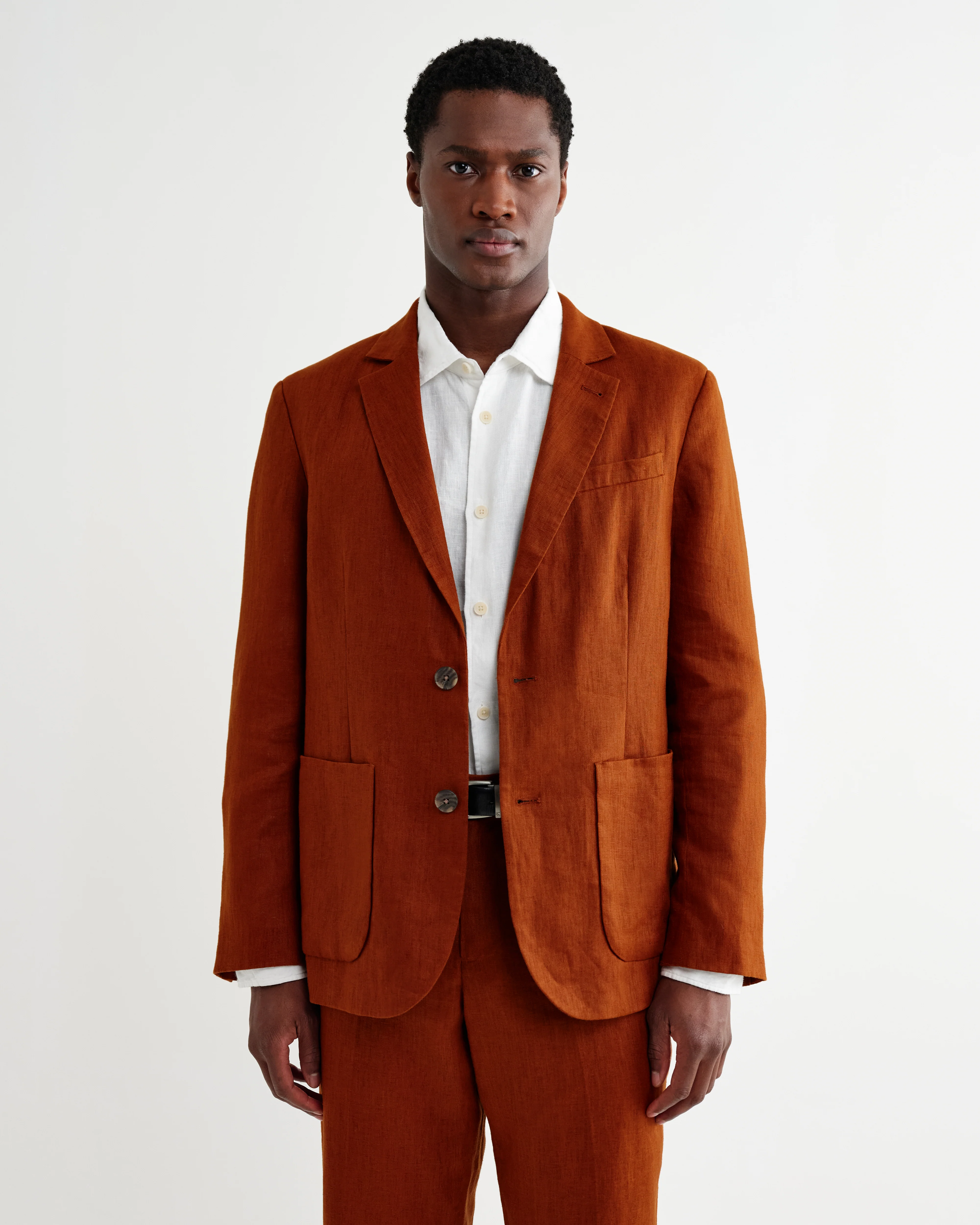 Fintry - Rust Linen Single-Breasted Blazer - Image 5