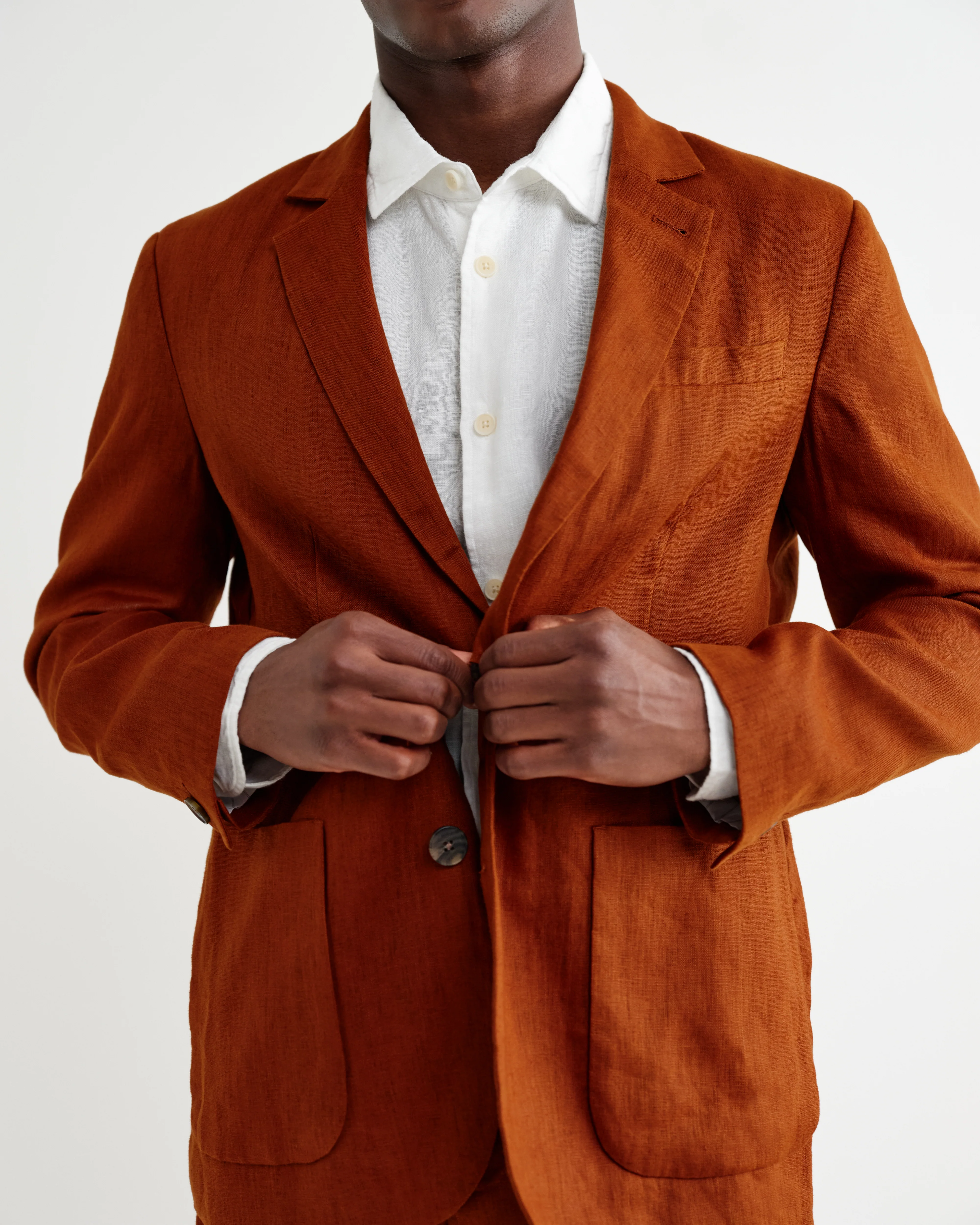 Fintry - Rust Linen Single-Breasted Blazer - Image 7