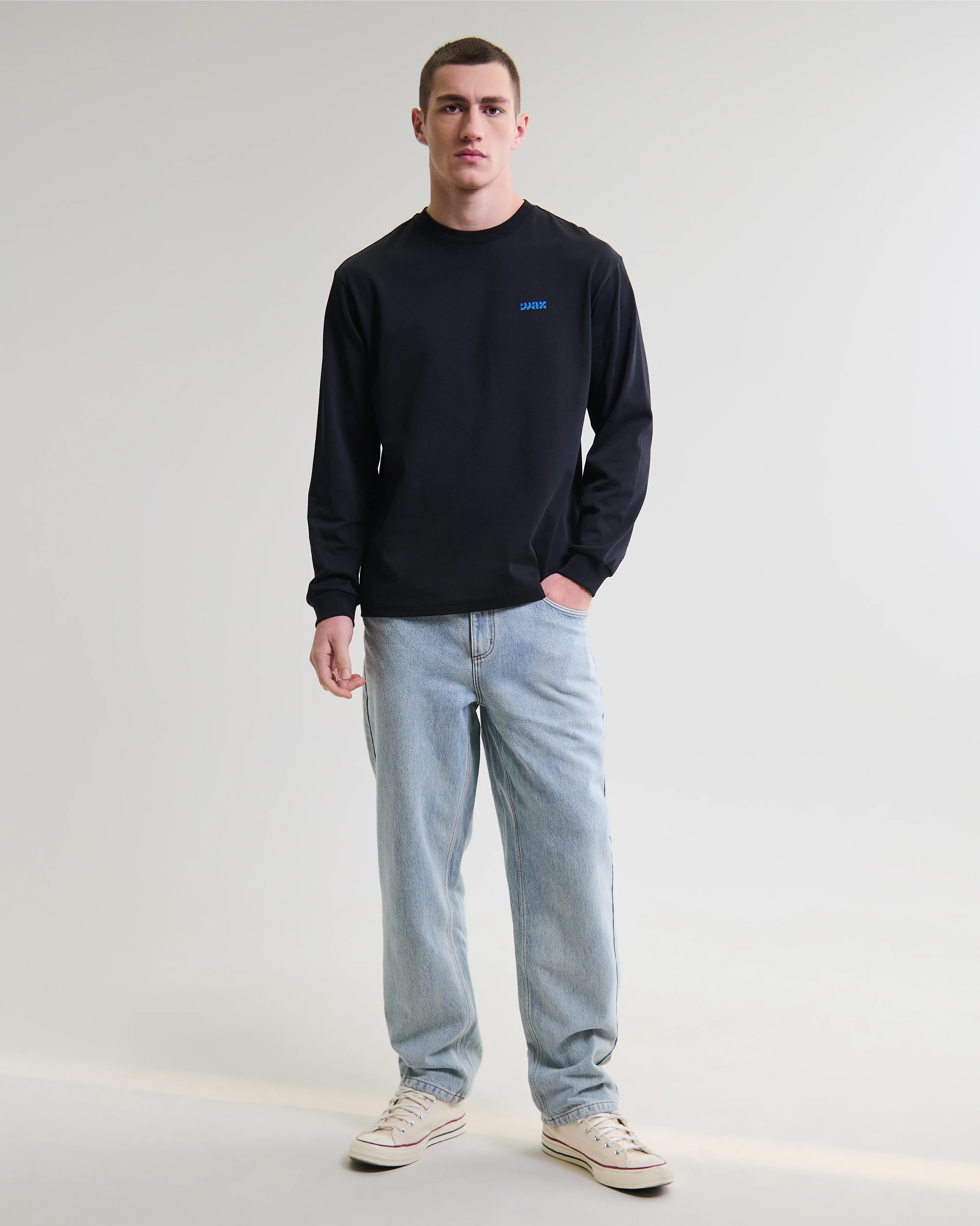 Hayden - Black And Blue 90s Doodle Graphic Cotton T-Shirt - Image 4