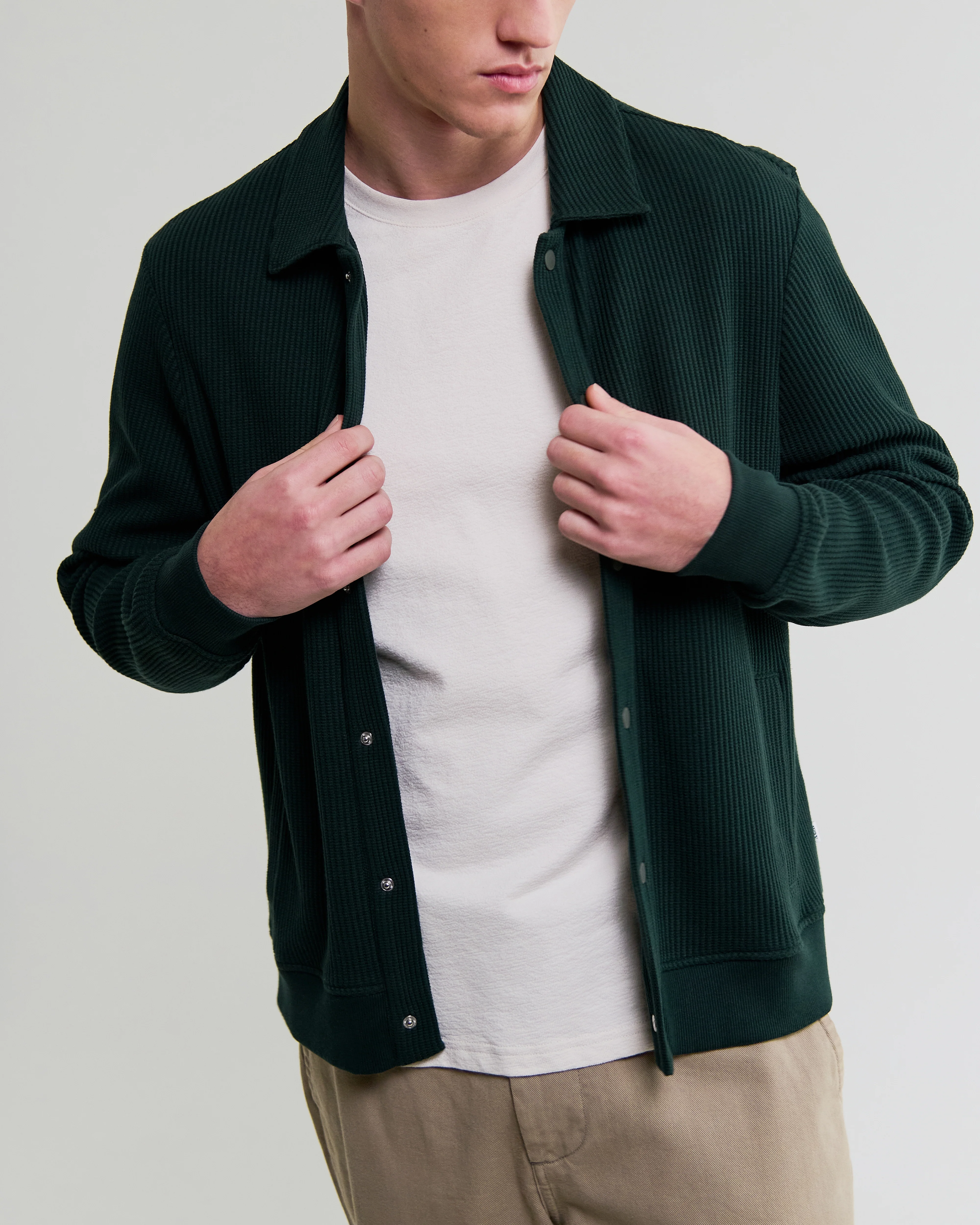 Hays - Dark Green Structured Waffle Overshirt - Image 3