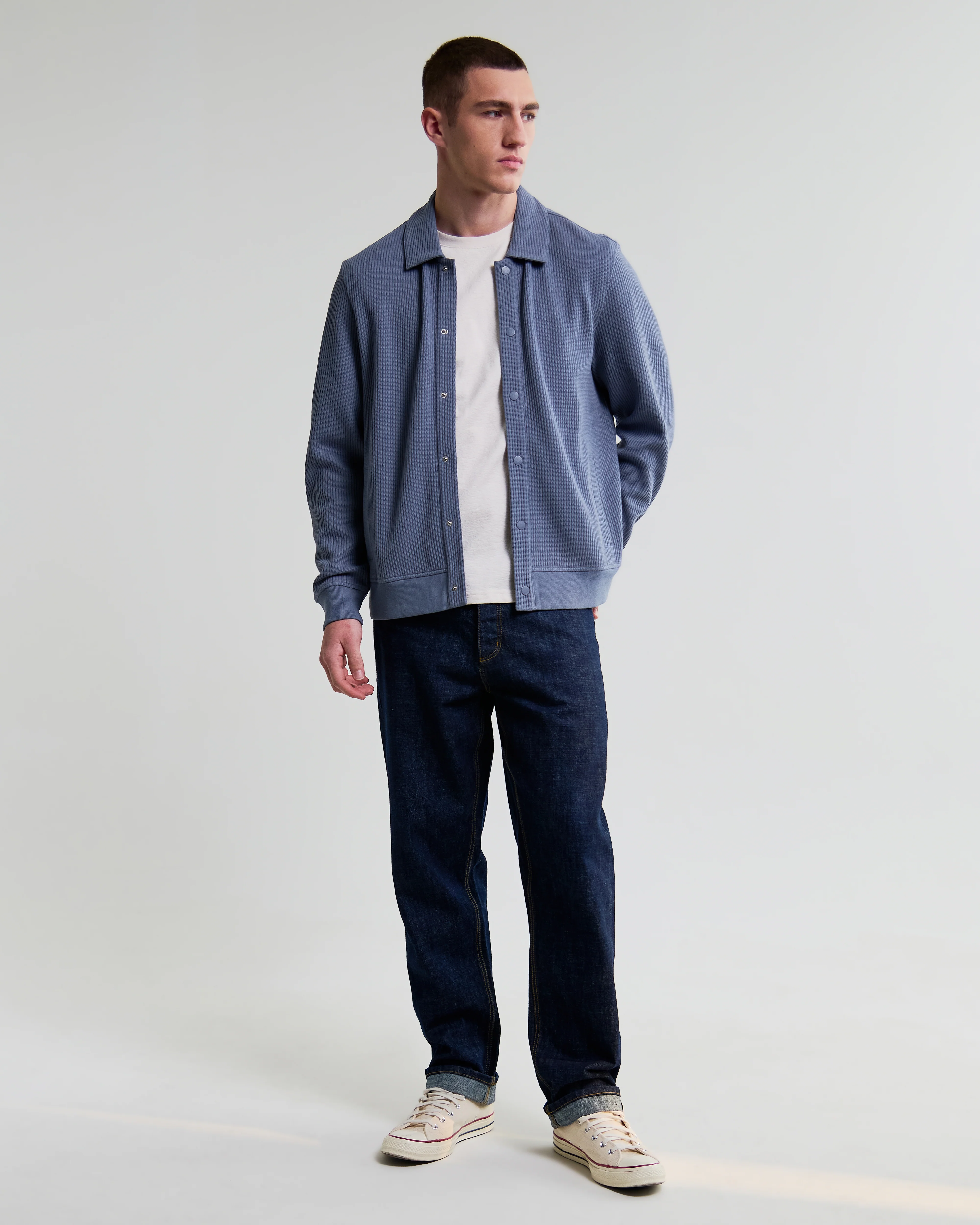 Hays - Mid Blue Structured Waffle Overshirt - Image 4