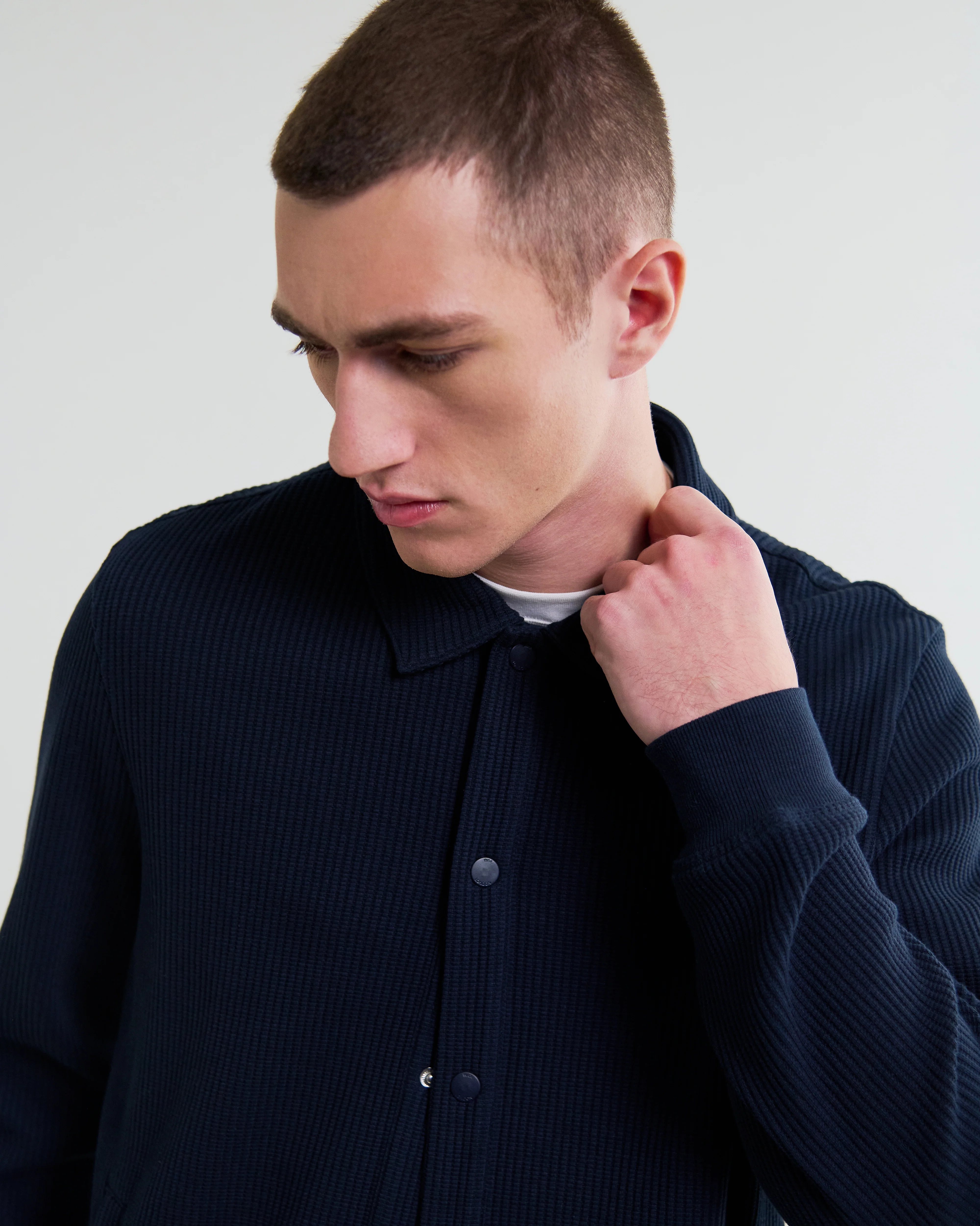 Hays - Navy Structured Waffle Overshirt - Image 3