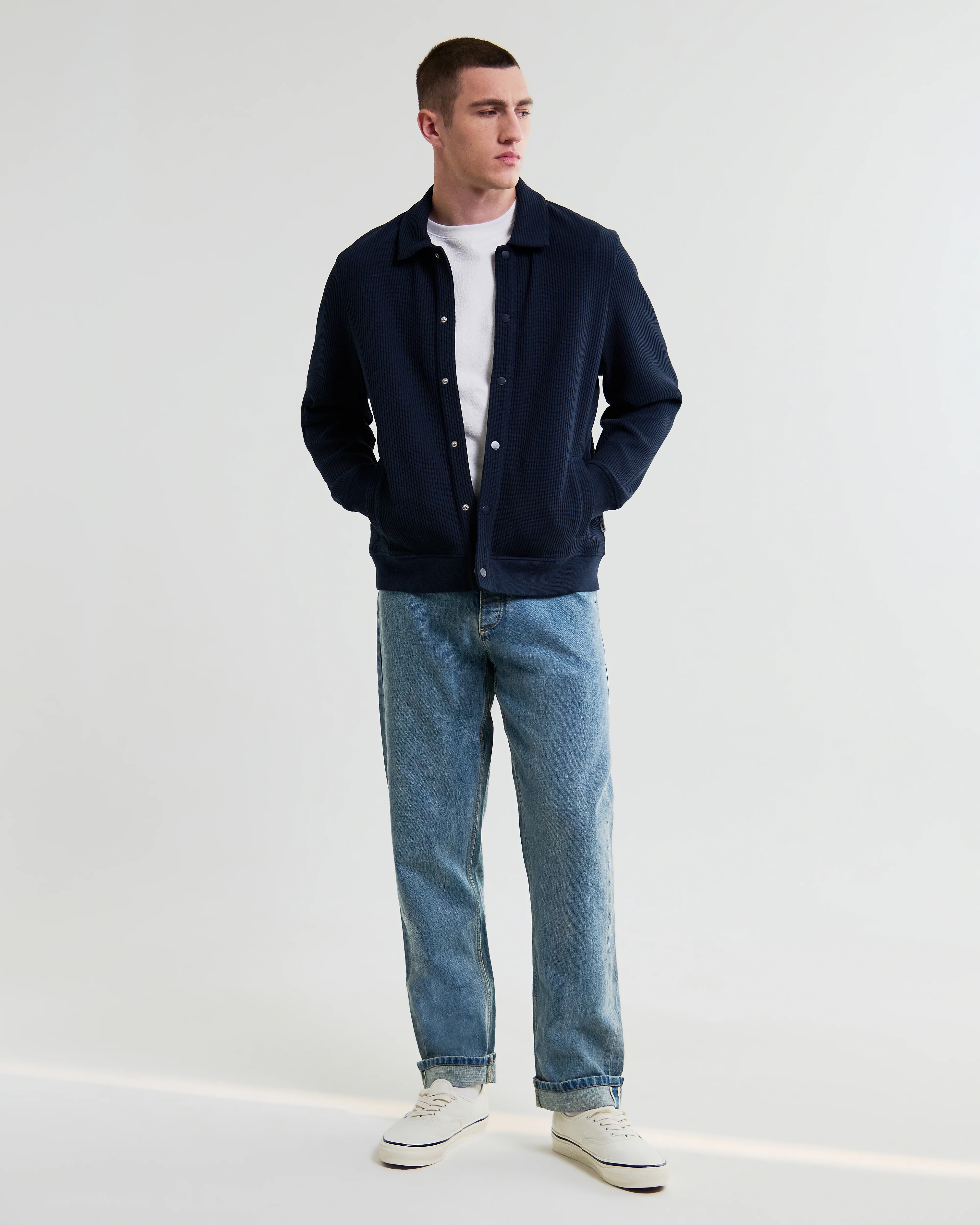 Hays - Navy Structured Waffle Overshirt - Image 4