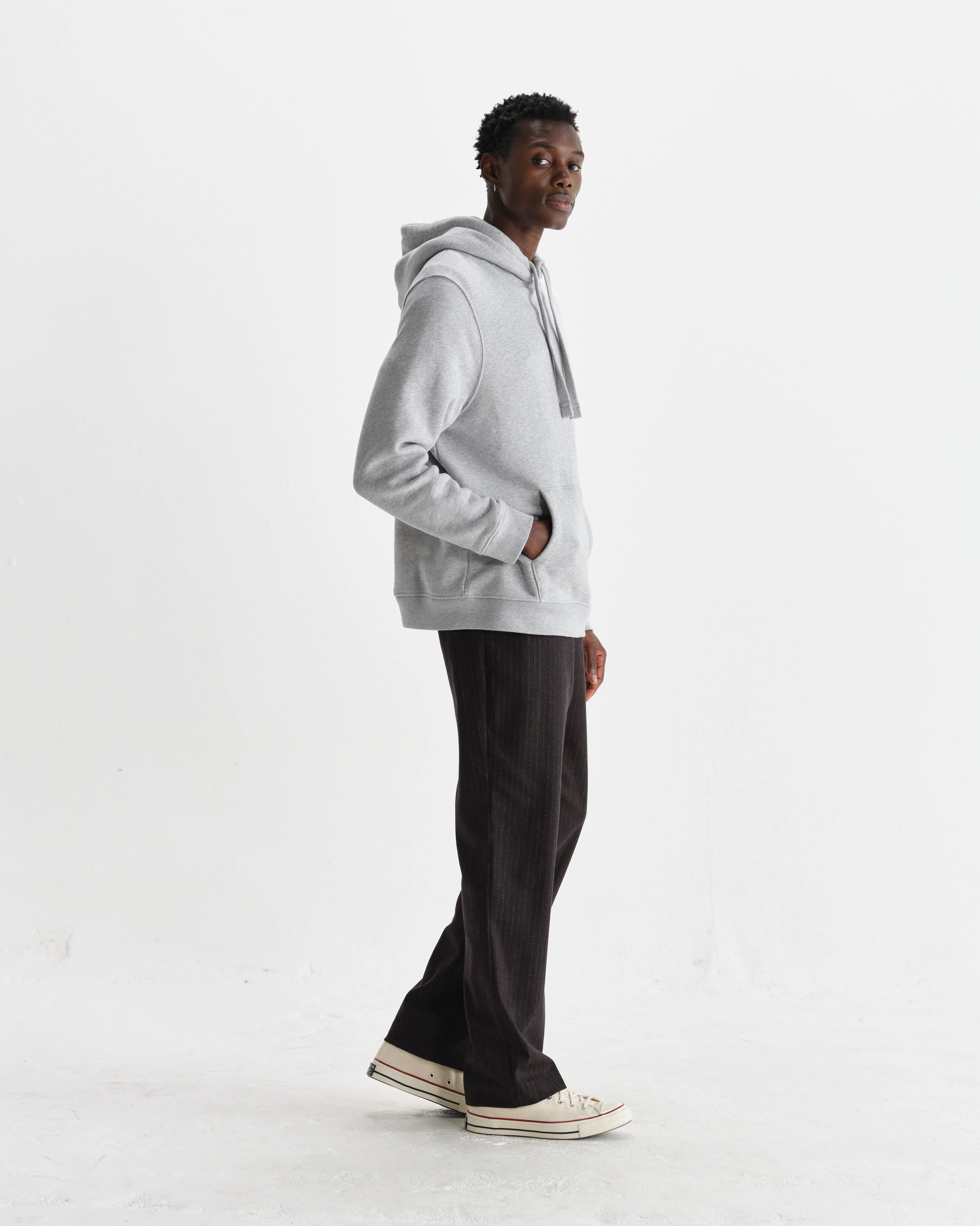 Hoxton - Heather Grey Brushed Organic Cotton Hoodie - Image 5