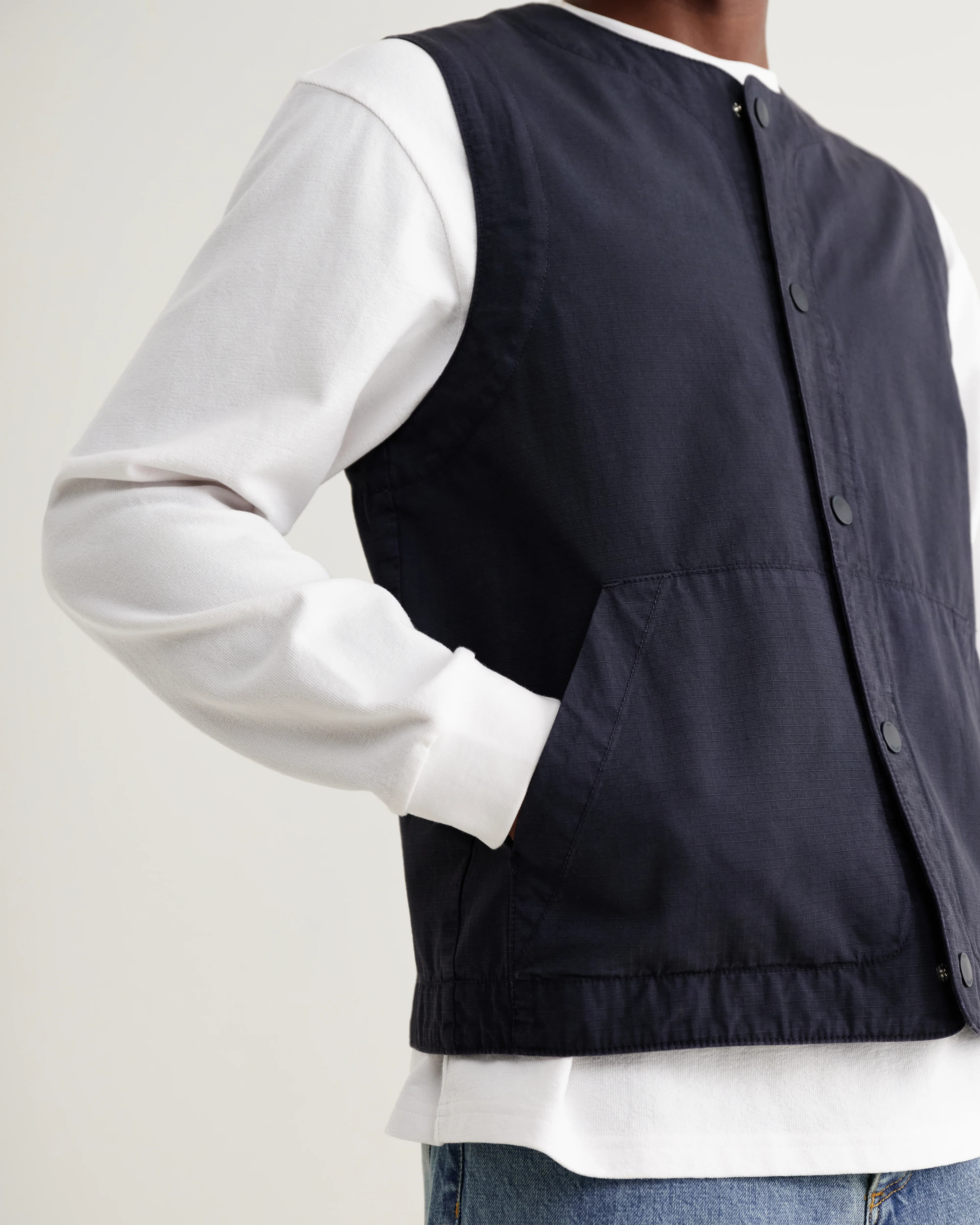 Jedd - Navy Organic Cotton Ripstop Gilet - Image 4
