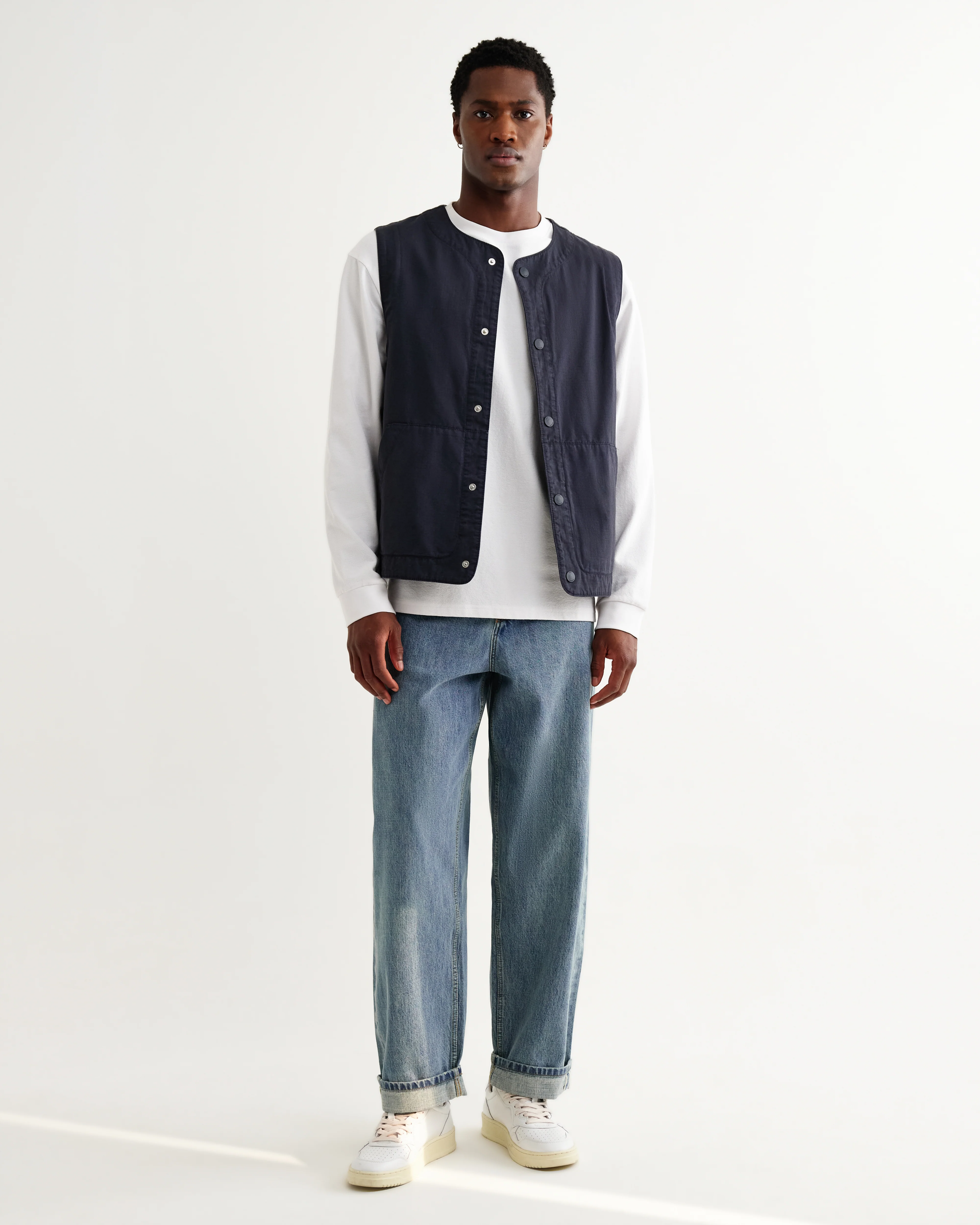 Jedd - Navy Organic Cotton Ripstop Gilet - Image 5