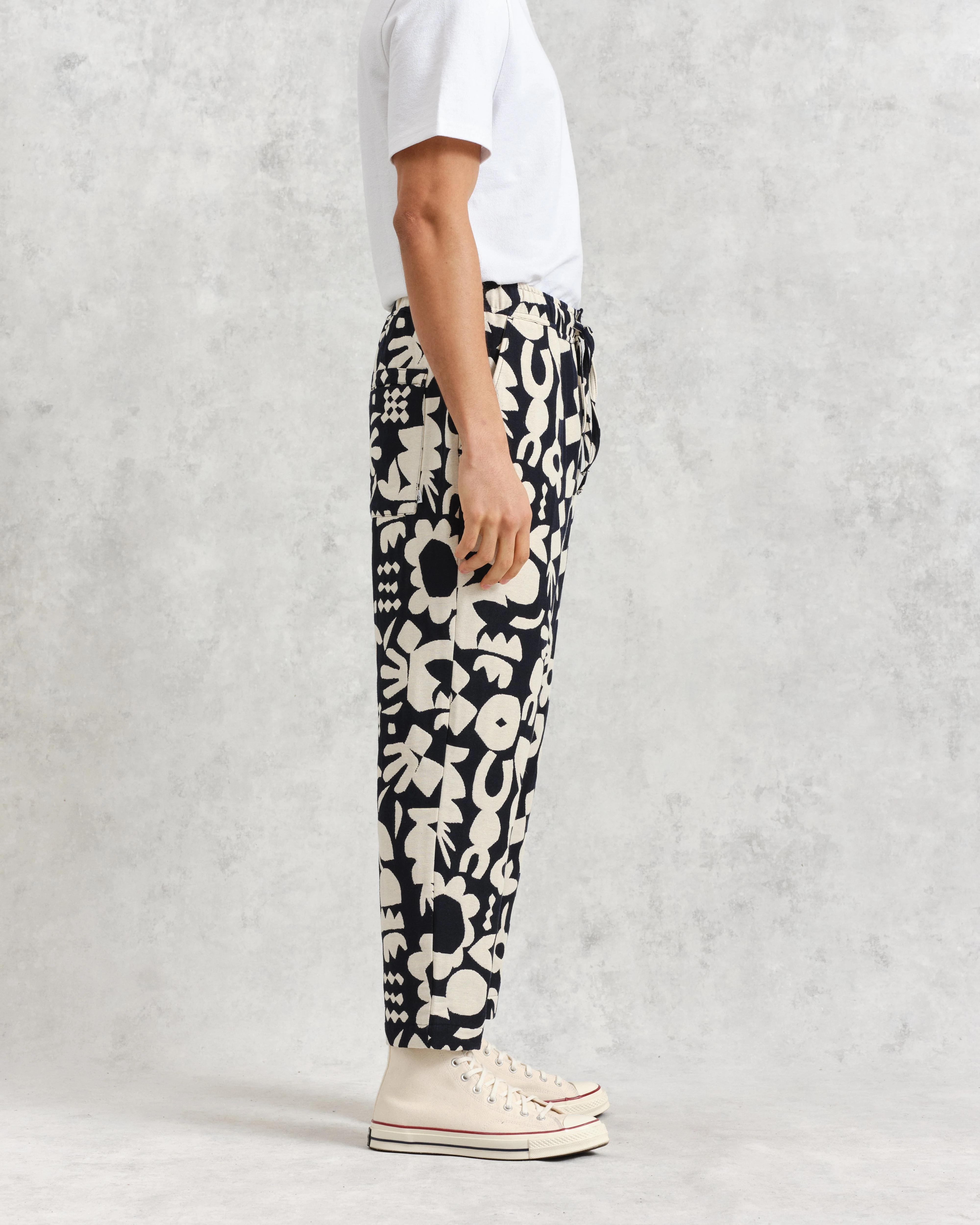 Kurt - Navy And Ecru Spin Jacquard Trousers - Image 5