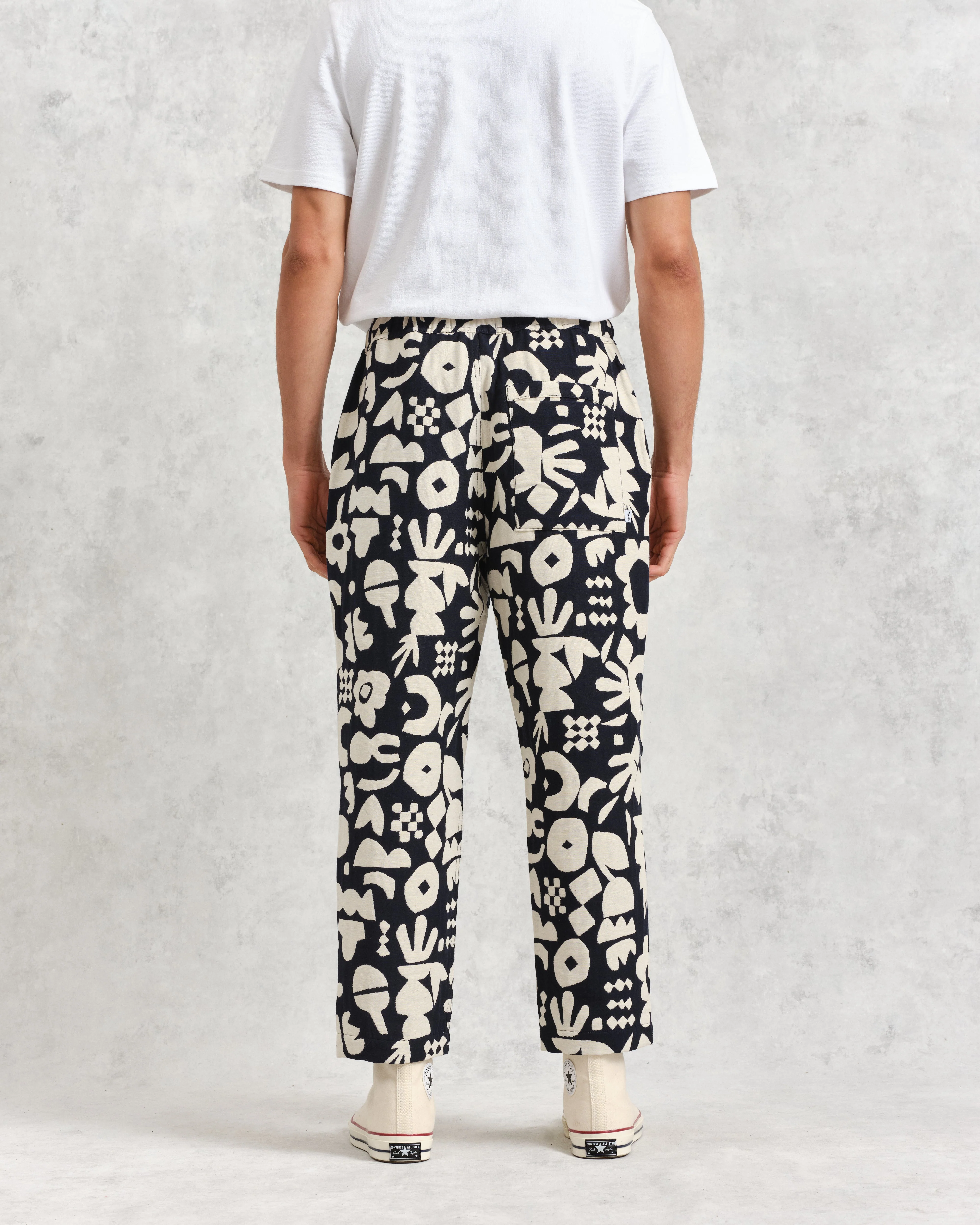 Kurt - Navy And Ecru Spin Jacquard Trousers - Image 6