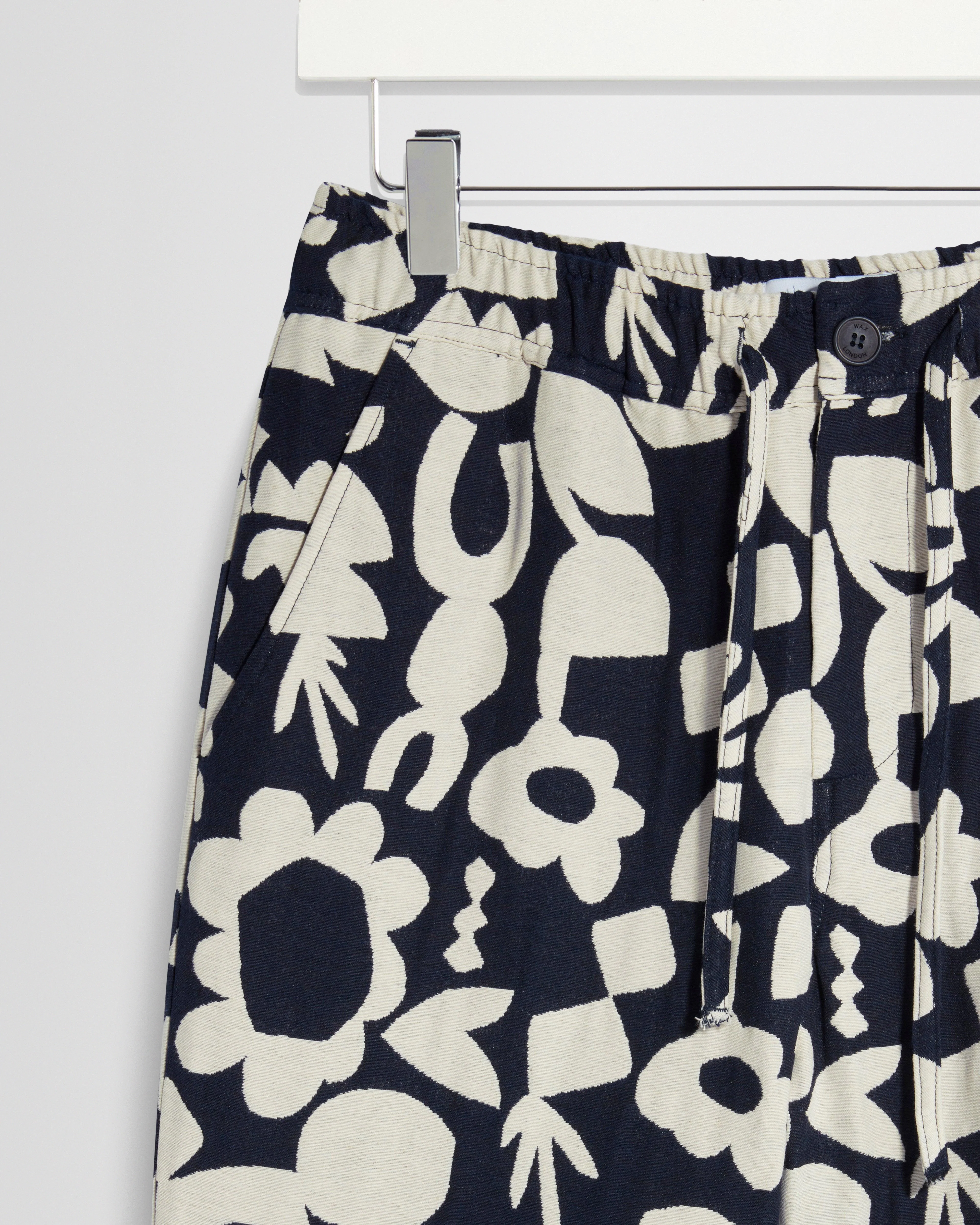 Kurt - Navy And Ecru Spin Jacquard Trousers - Image 8