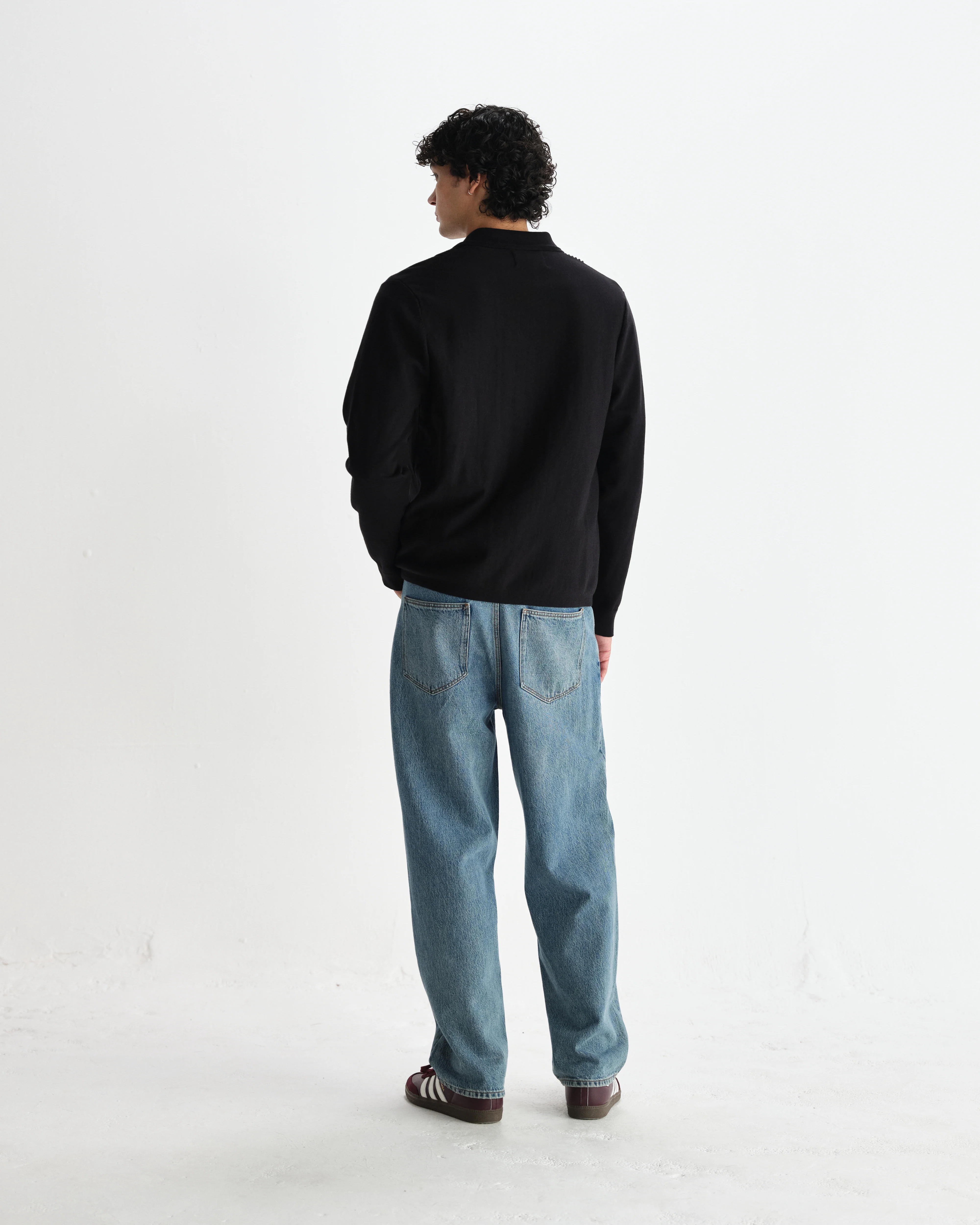 Lennox - Black Milano Stripe Knitted Polo - Image 6