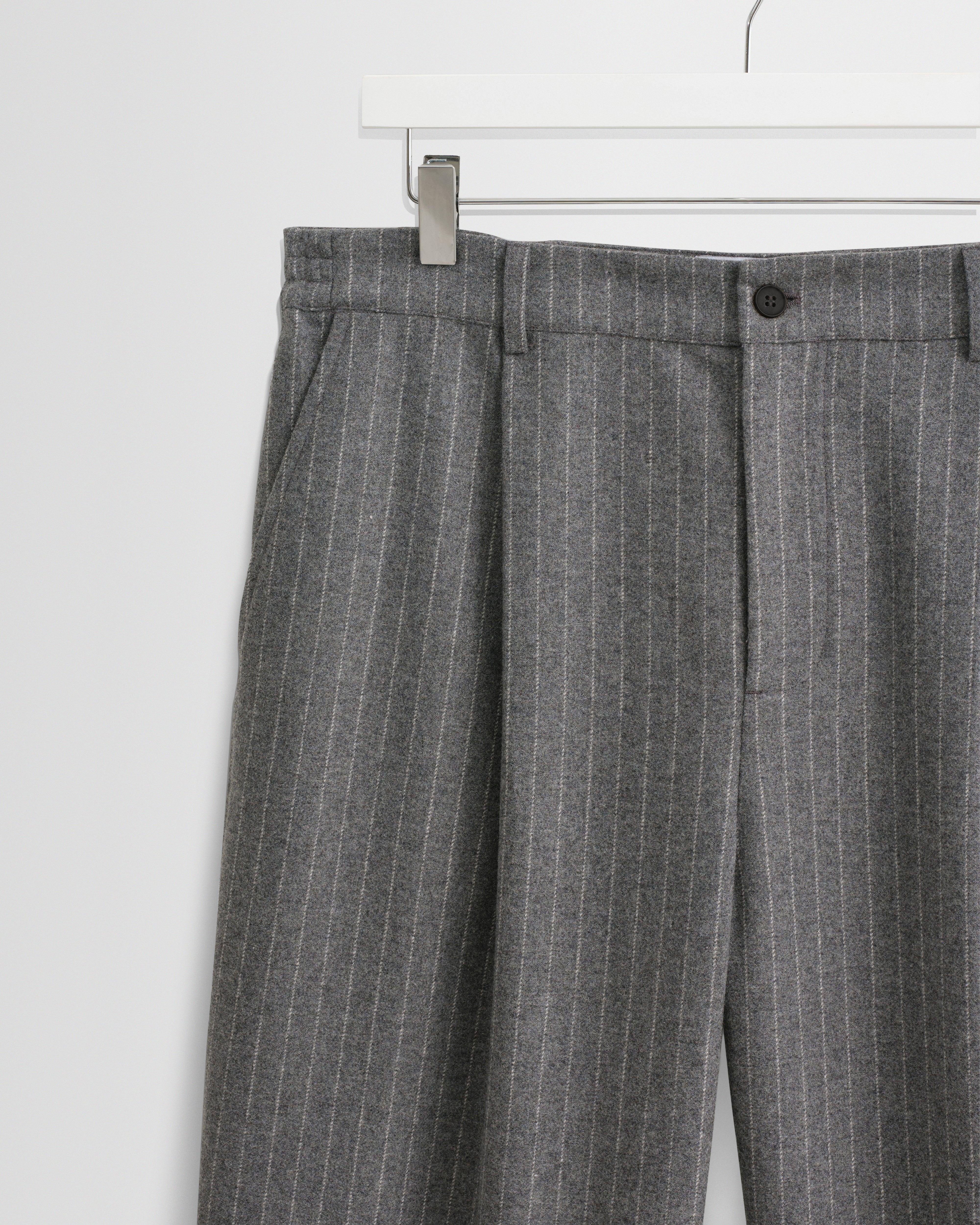 Malham - Charcoal Grey Pinstripe Wool Trousers - Image 7