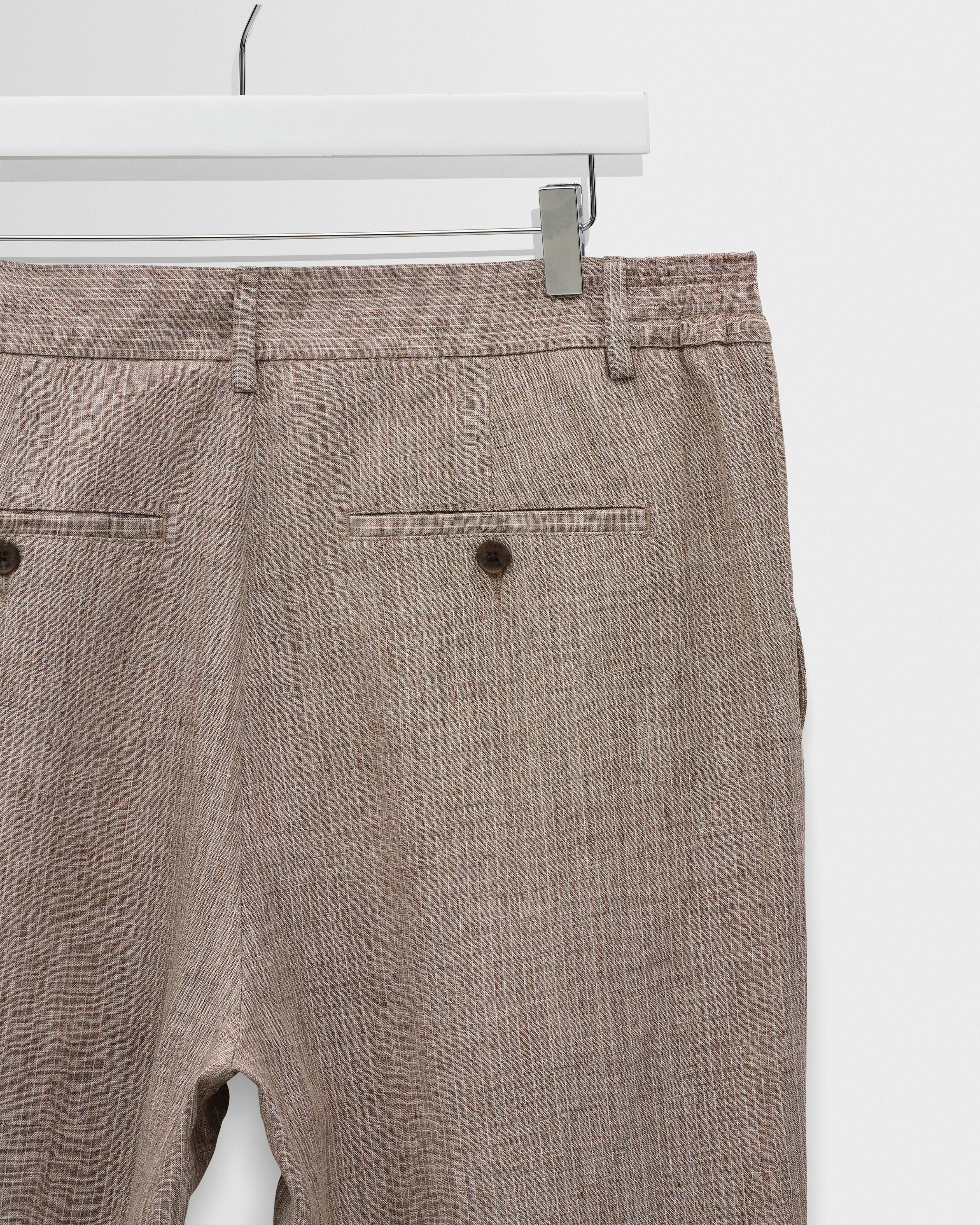 Malham - Natural And Brown Stripe Linen Wide Fit Trousers - Image 10